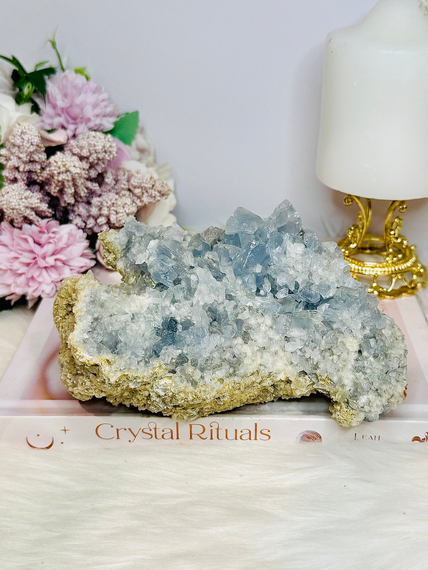 Natural Blue Celestite Large Cluster Specimen 1.36KG