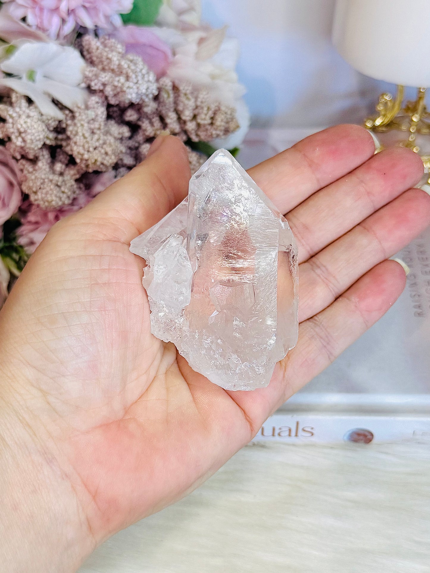 Natural Chunky Clear Quartz Point Cluster 7cm