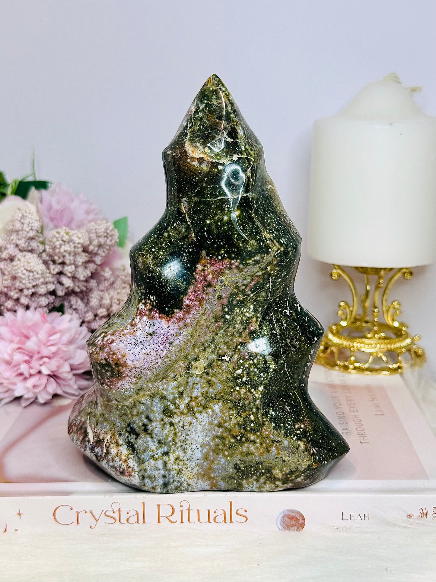 Huge Ocean Jasper Carved Flame | Freeform 17cm 1.14KG