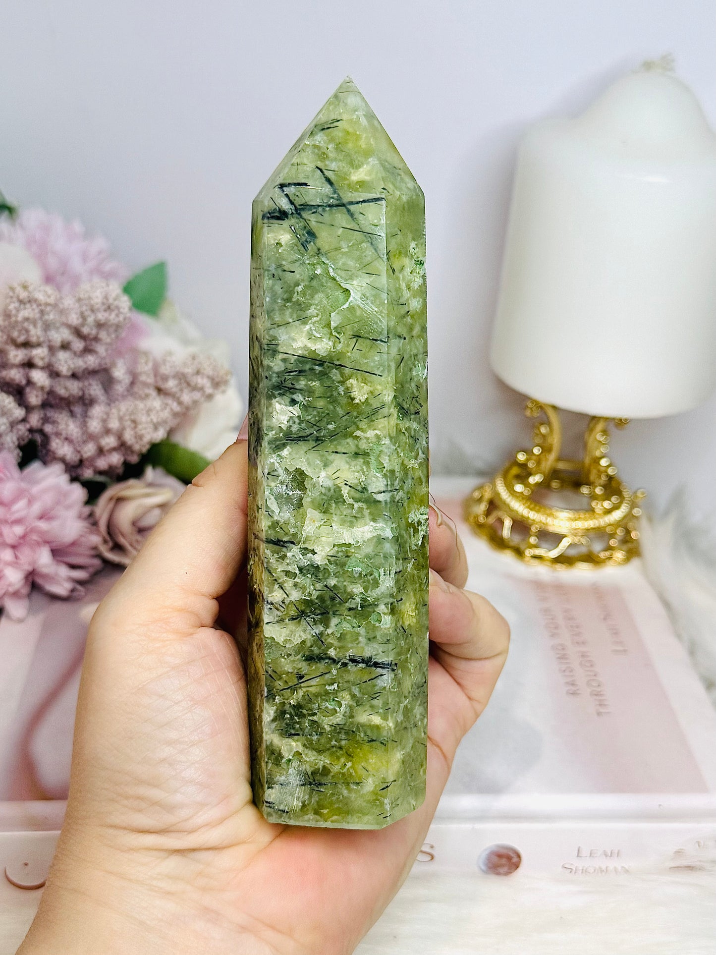 Natural Prehnite Tower 15cm