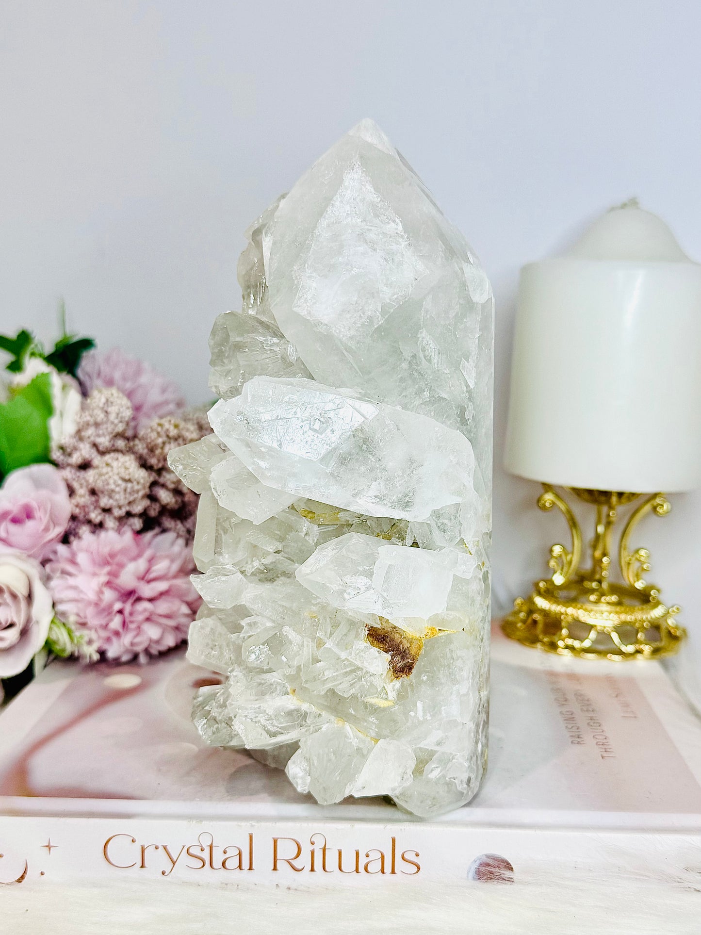 High Grade Clear Quartz Cluster Point Tower From Brazil 17cm 1.22KG