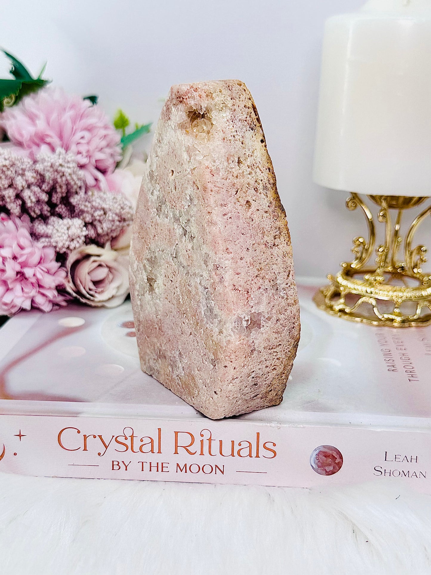 Simply Stunning Large 439gram Druzy Pink Amethyst Carved Flame | Freeform From Brazil