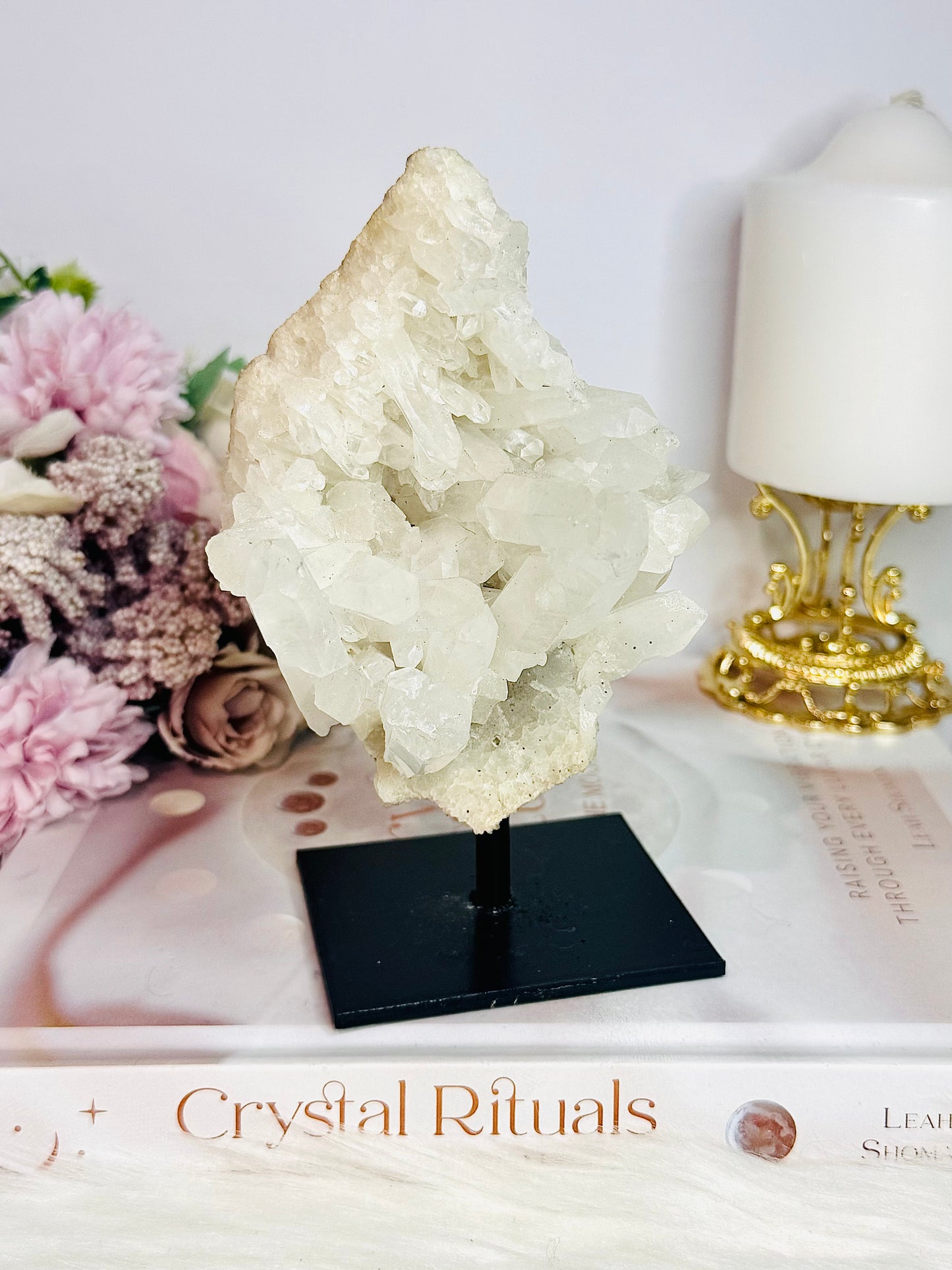 ⚜️ SALE ⚜️ Master Healer ~ Gorgeous Chunky Large 15cm Clear Quartz Cluster | Specimen On Black Stand