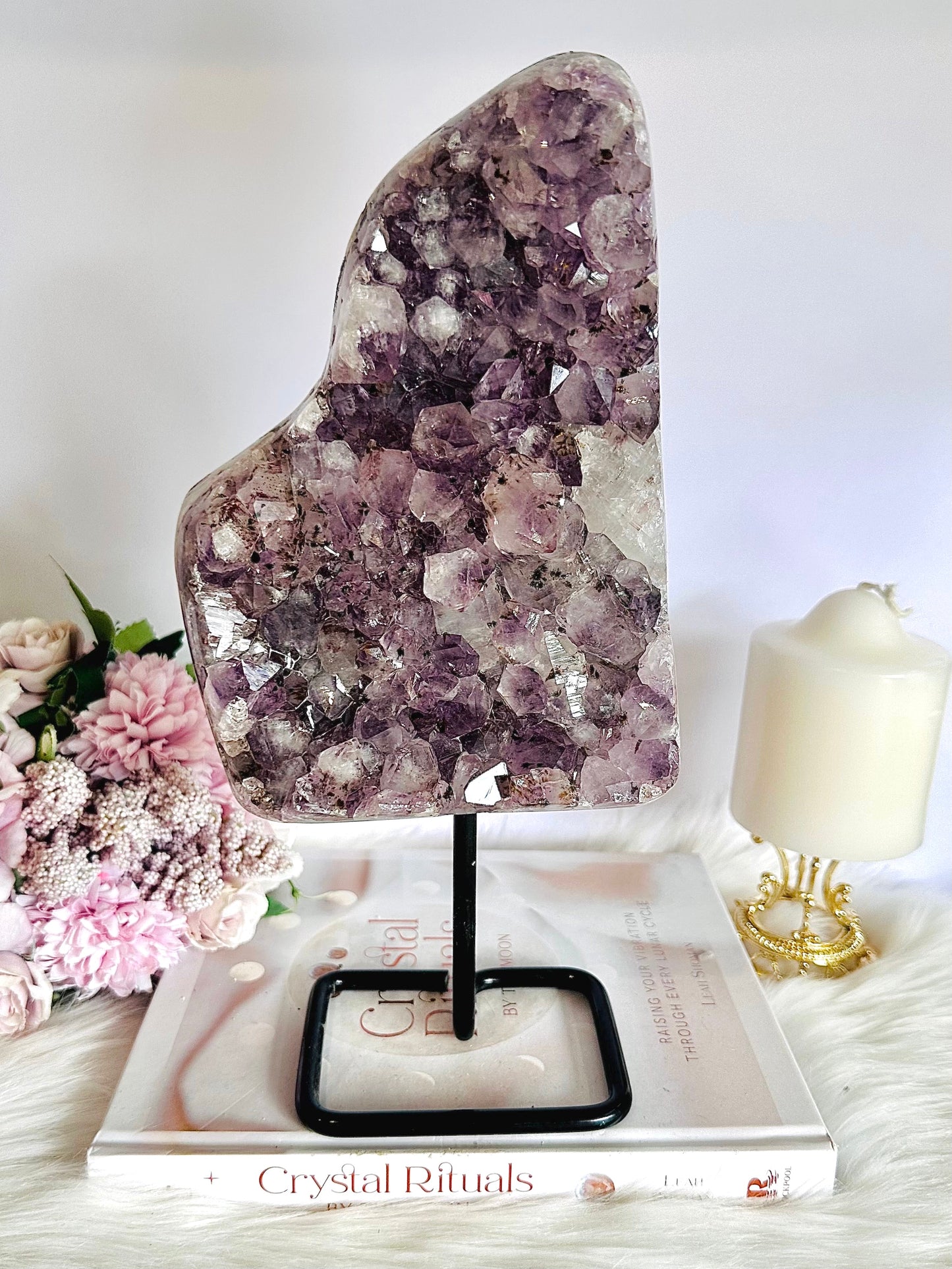Large 30cm 2.29KG Amethyst Druzy Cluster On Stand From Brazil