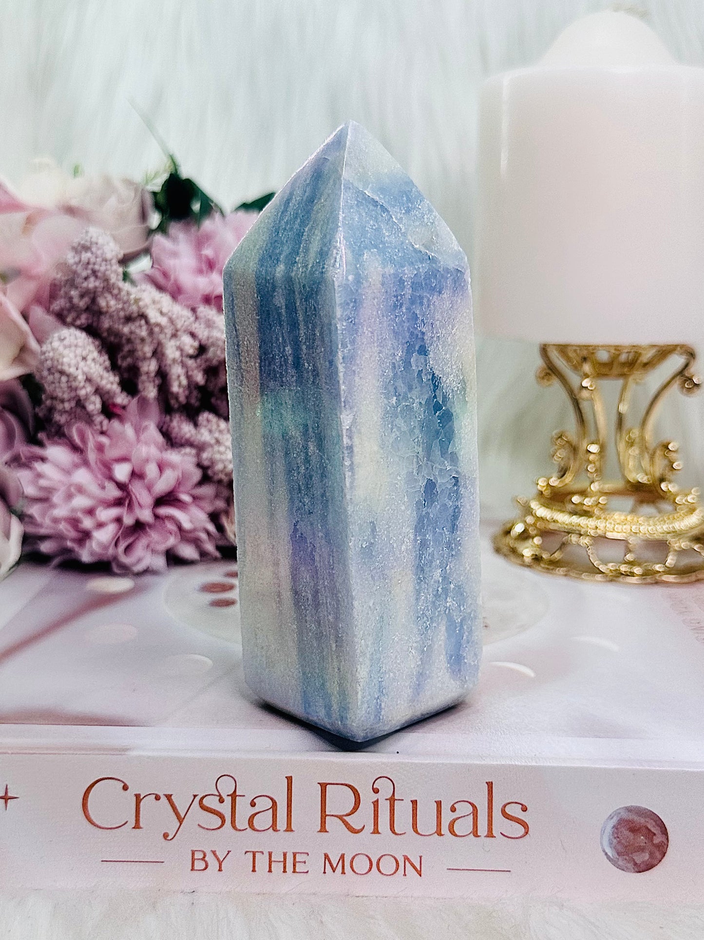Gorgeous Chunky 312gram Angel Aura Blue Calcite Tower