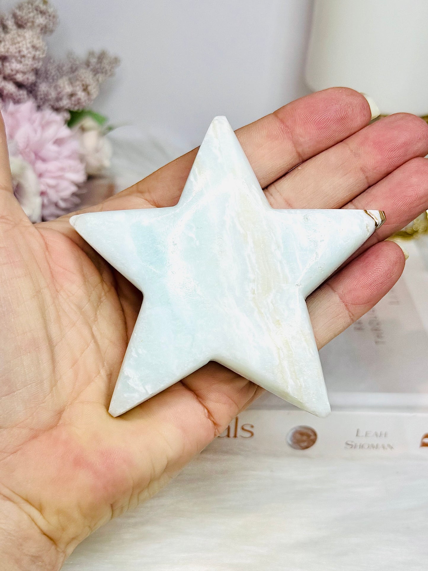 Large Caribbean Calcite Star on Stand 8cm (small chip on one point)