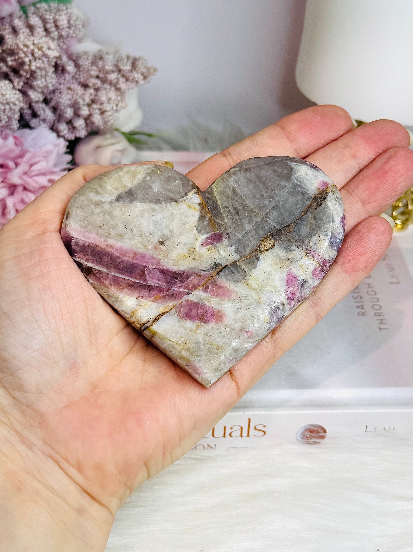 Pink Tourmaline Carved Heart 8cm