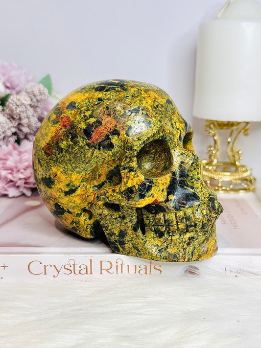 Huge Natural Stone Carved Realgar Skull 1.6KG
