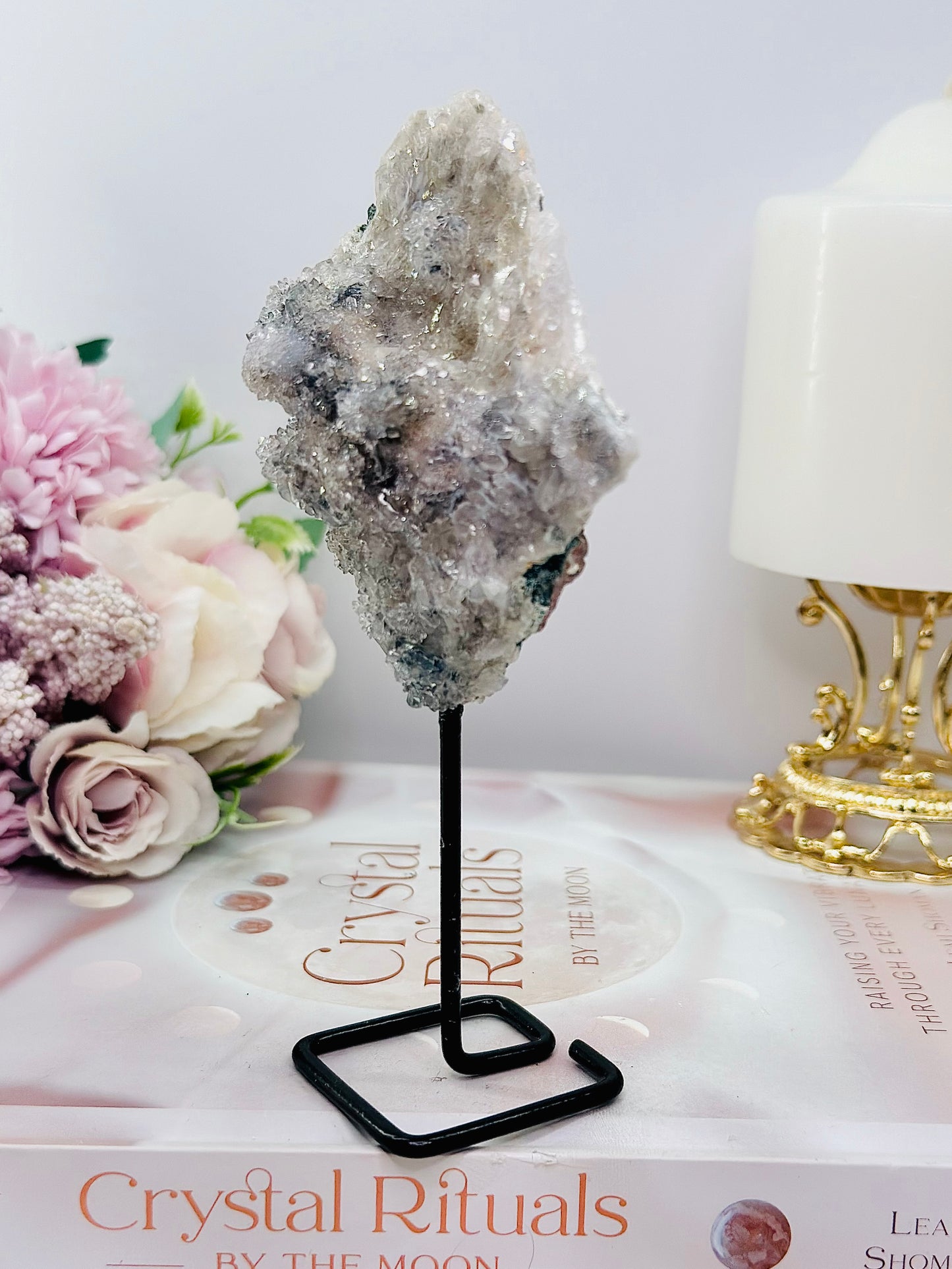 Natural Zeolite | Flower Amethyst Slab on Stand 14cm