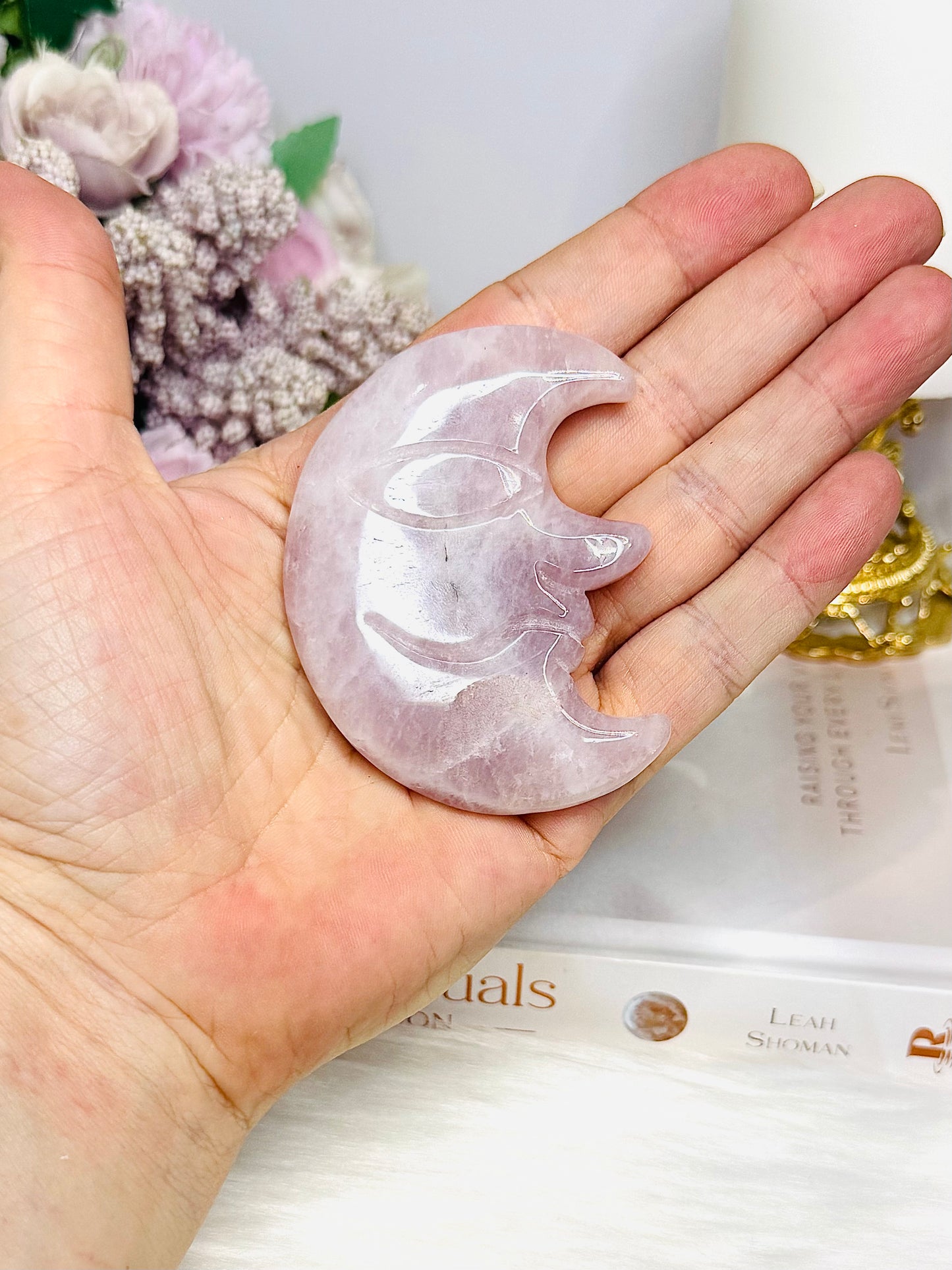 Rose Quartz Moon 7cm