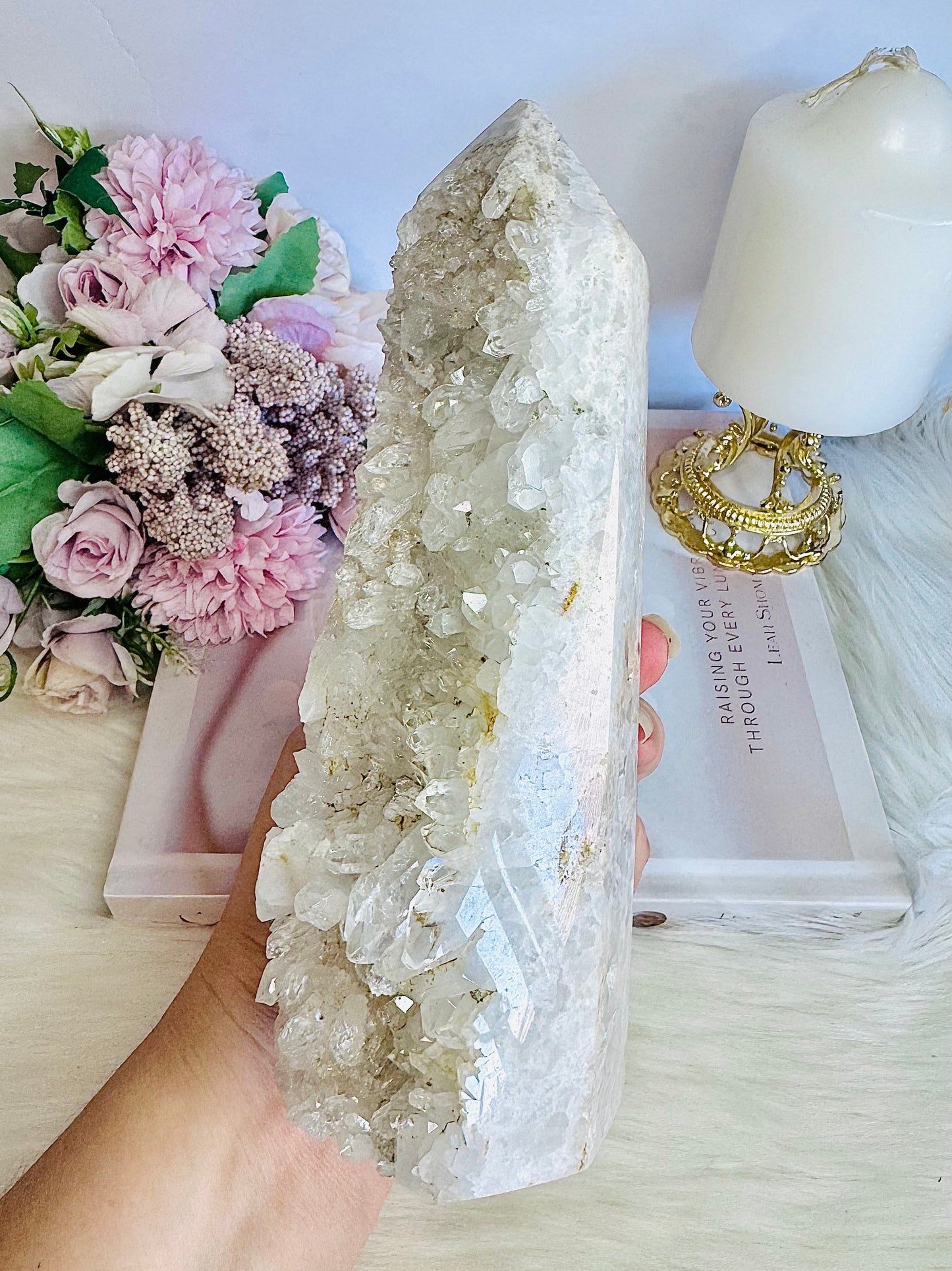 Huge Clear Quartz Cluster Tower 20cm 1.05KG