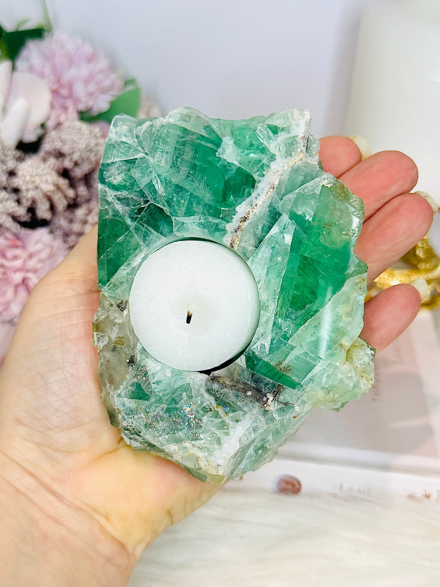 Chunky Green Fluorite Candle Holder 564g