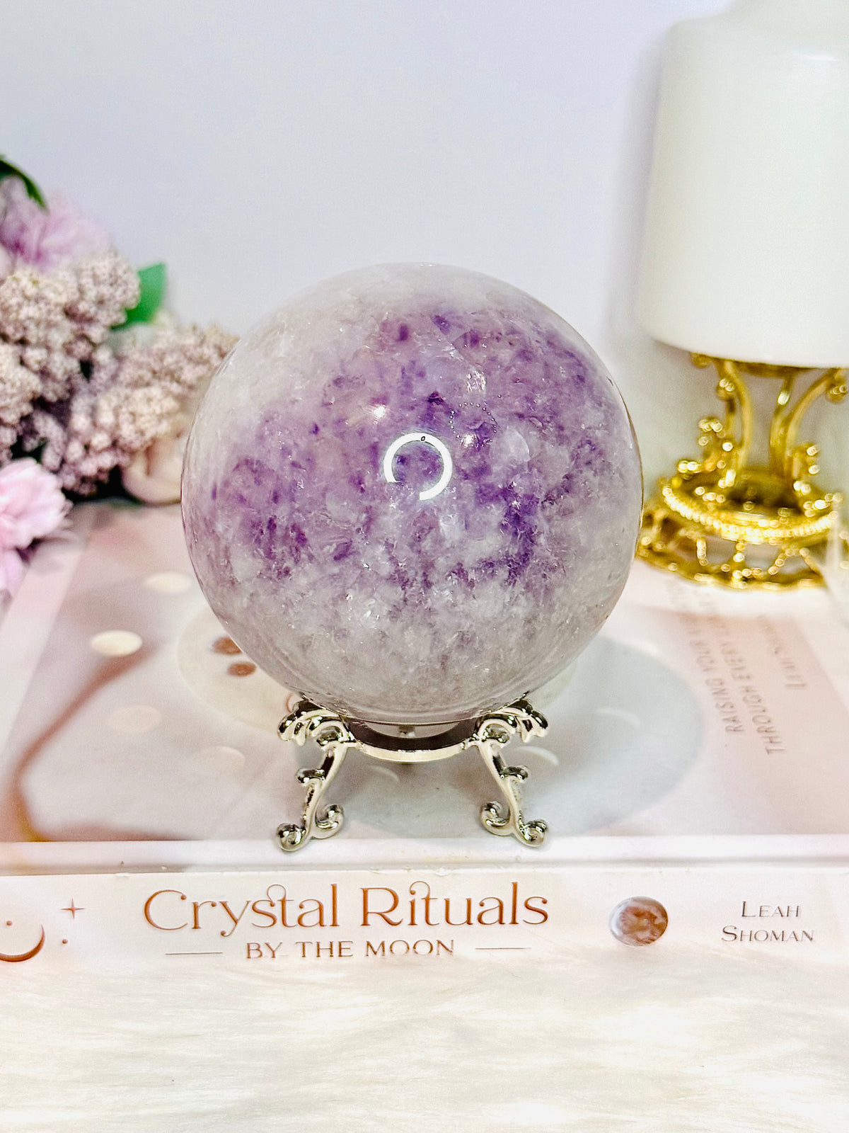 Large High Grade Purple Agate Sphere on Stand 851g