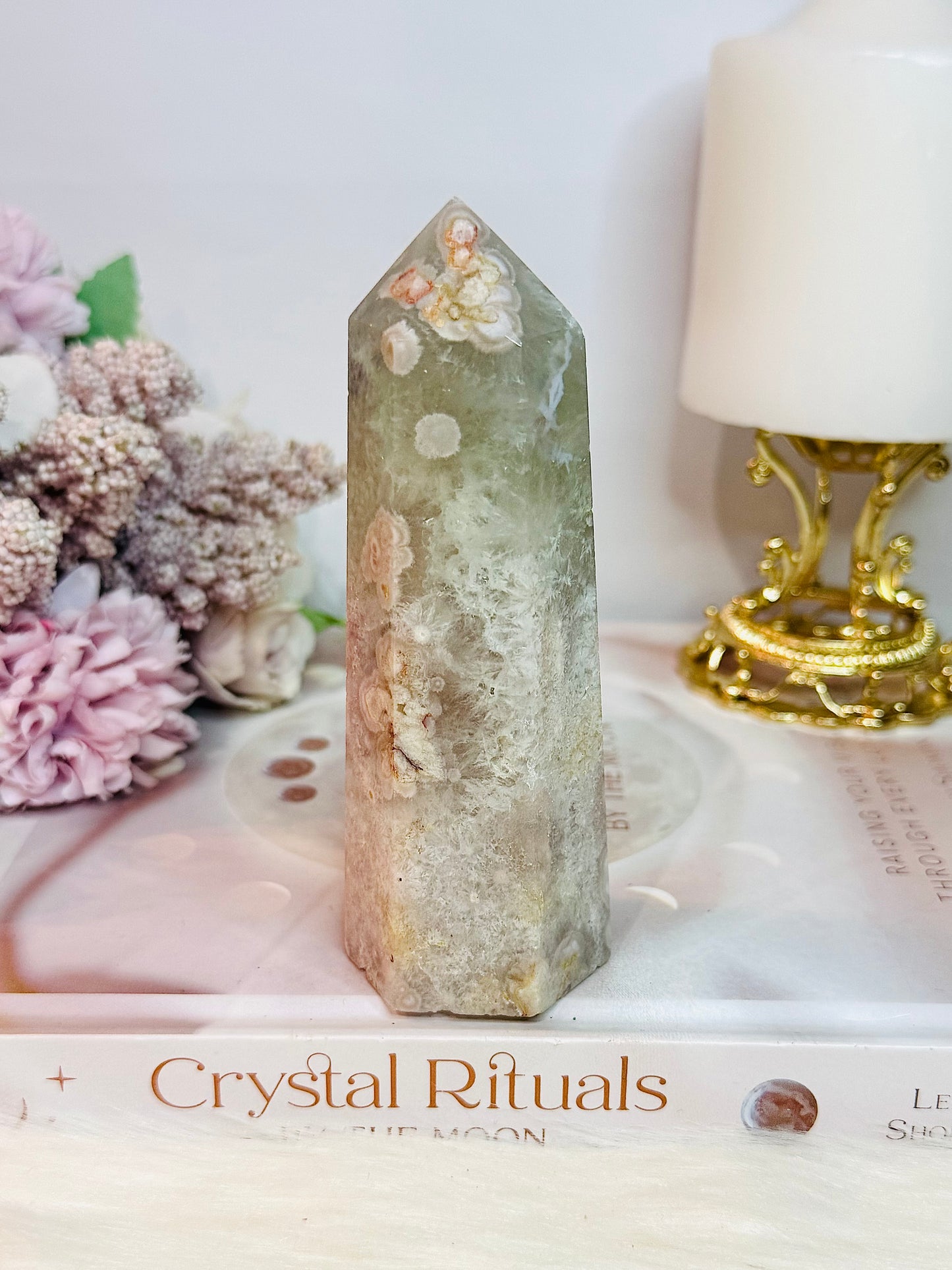 Green Cherry | Flower Agate Chunky Tower 12cm