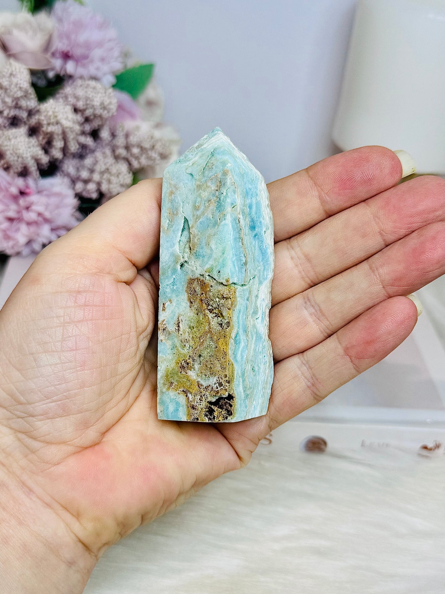 Blue Hemimorphite Druzy Tower 8.5cm