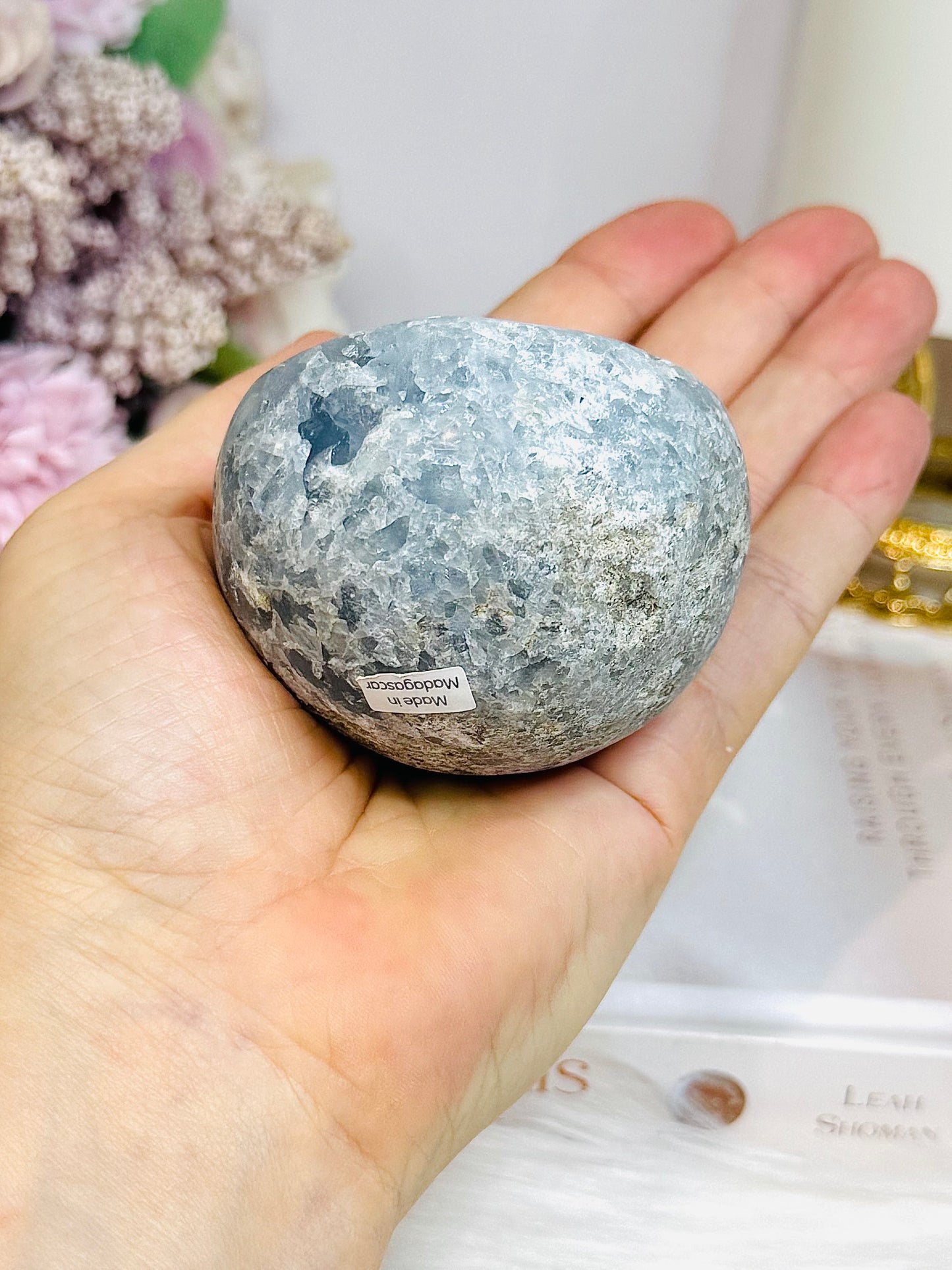 Natural Celestite Geode on Stand 395g