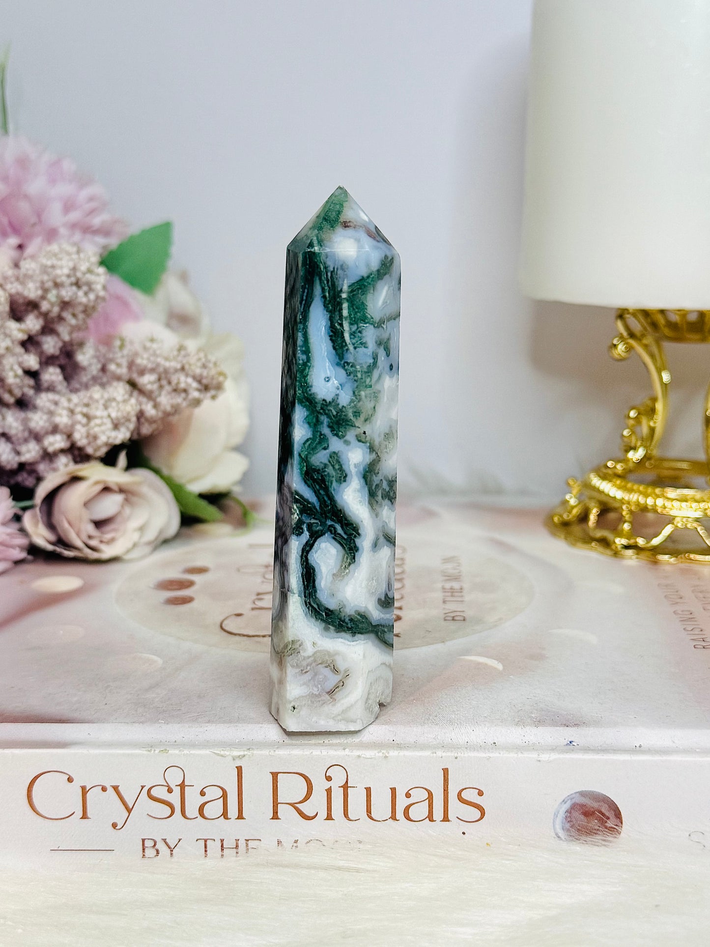 Moss Agate Tower 9.5cm