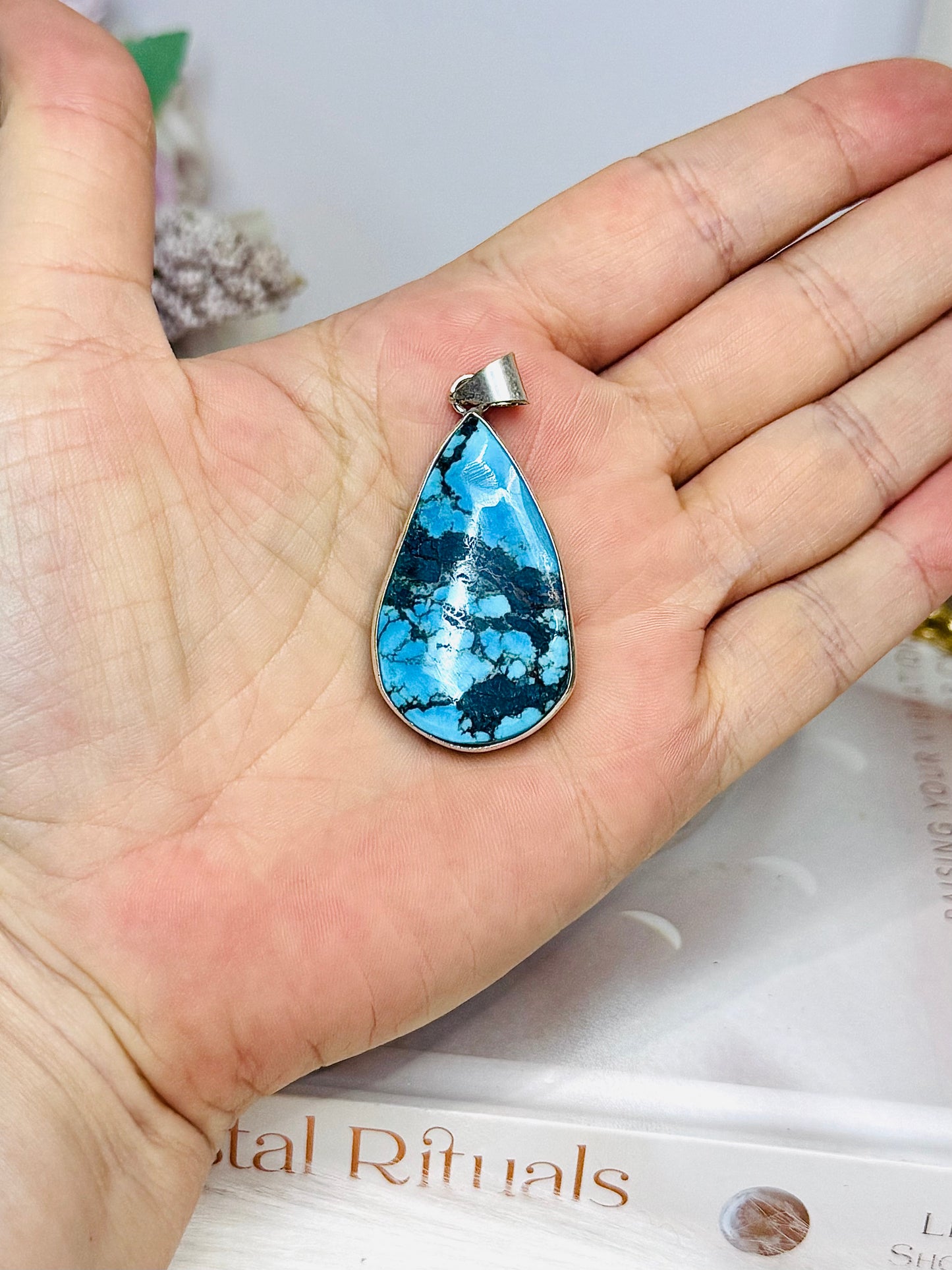 Sterling Silver 925 Navajo Turquoise Pendant In Gift Bag