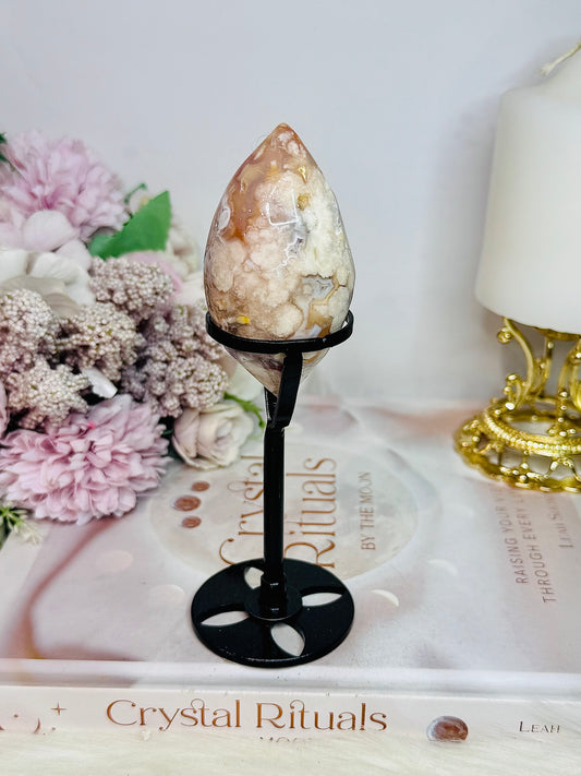 Flower Agate Egg On Stand 14.5cm