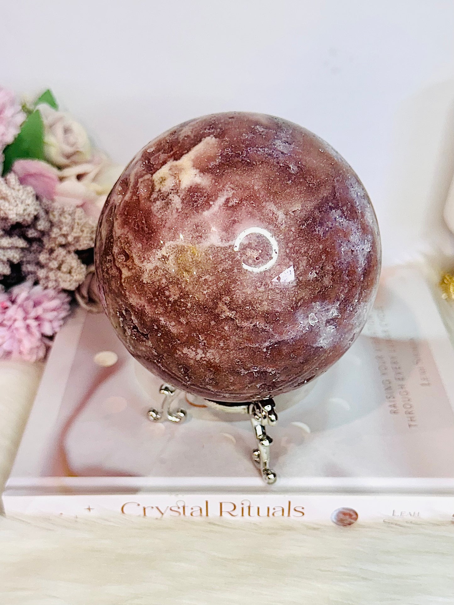 STATEMENT PIECE ~ The Most Spectacular High Grade Classy & Fabulous Huge Druzy Pink Amethyst Sphere From Brazil On Stand