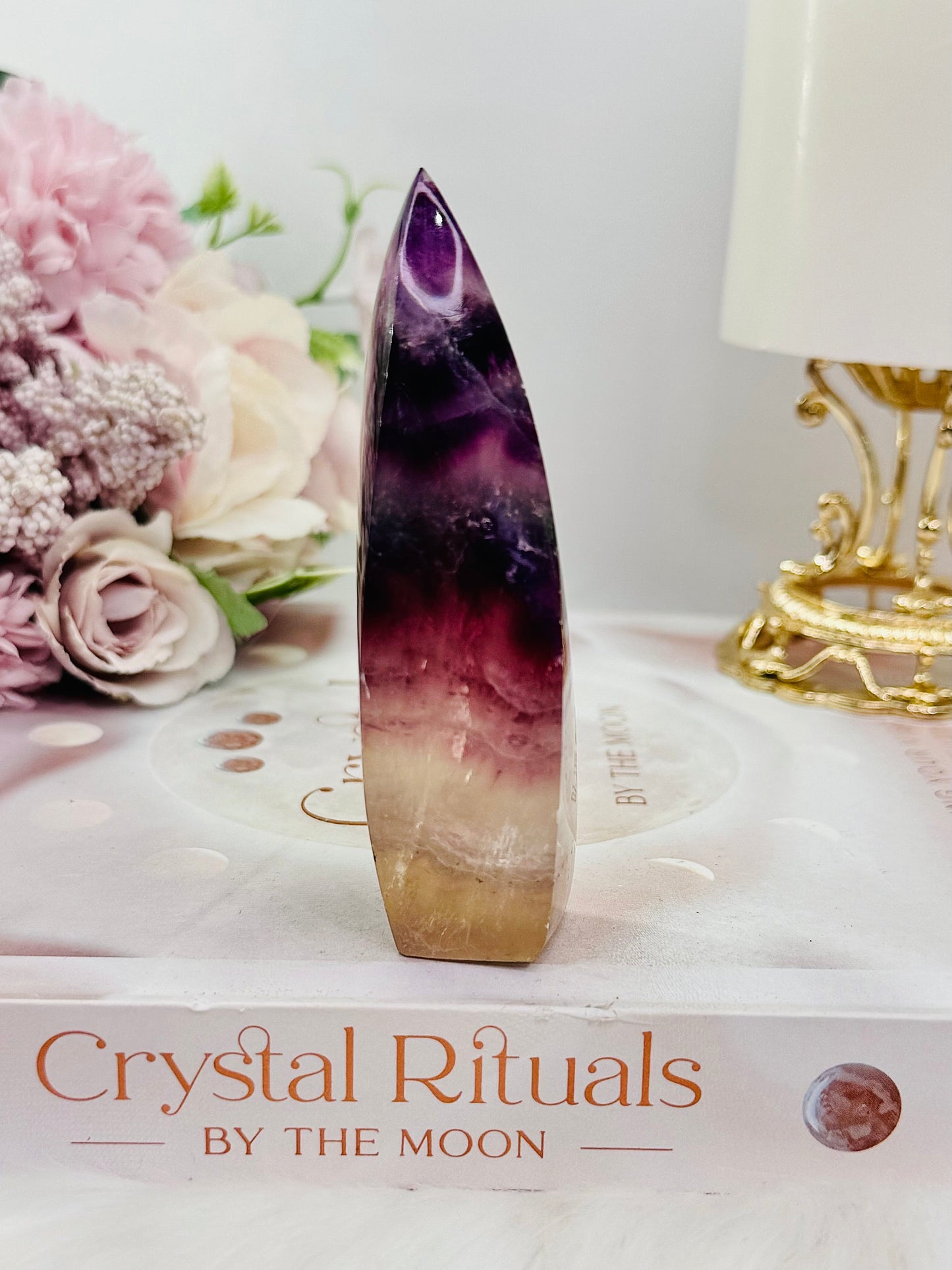 Purple Fluorite Carved Flame 10cm