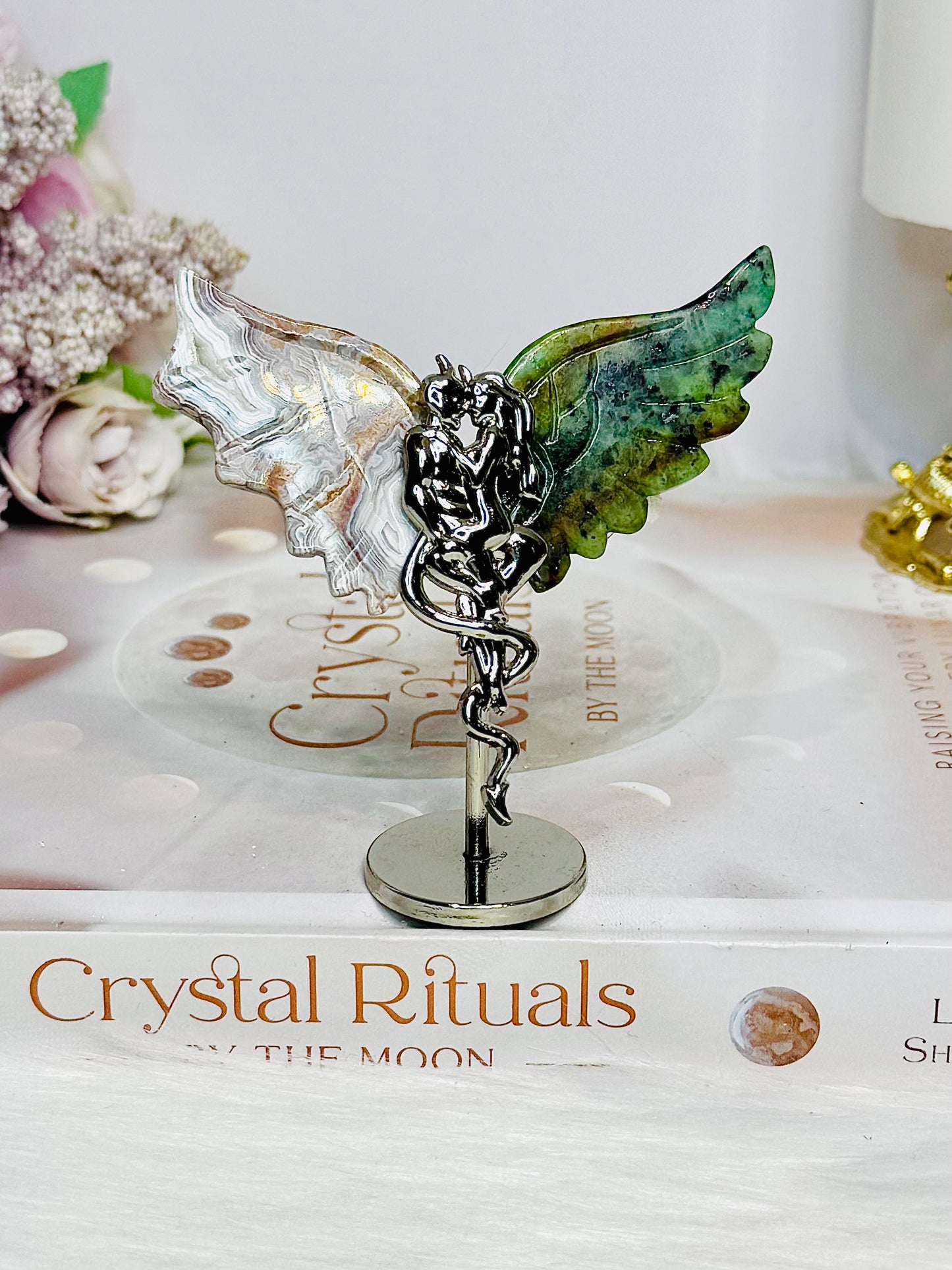Mexican Lace Agate X Ruby Zoisite Devil & Angel Wings 8cm