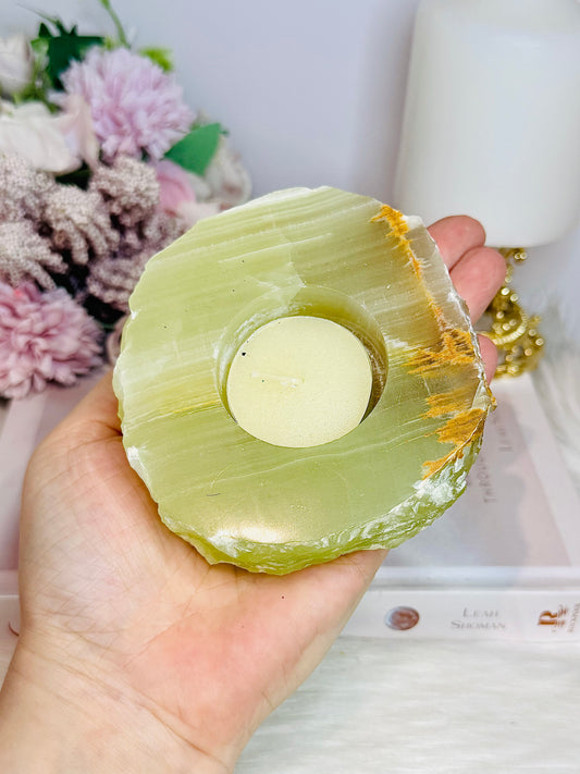 Green Onyx Candle Holder 520g