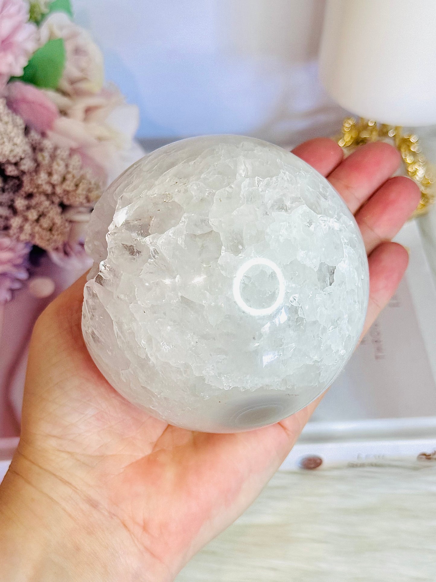 High Grade Absolutely Incredible Large Clear Quartz Druzy Sphere From Brazil 845grams