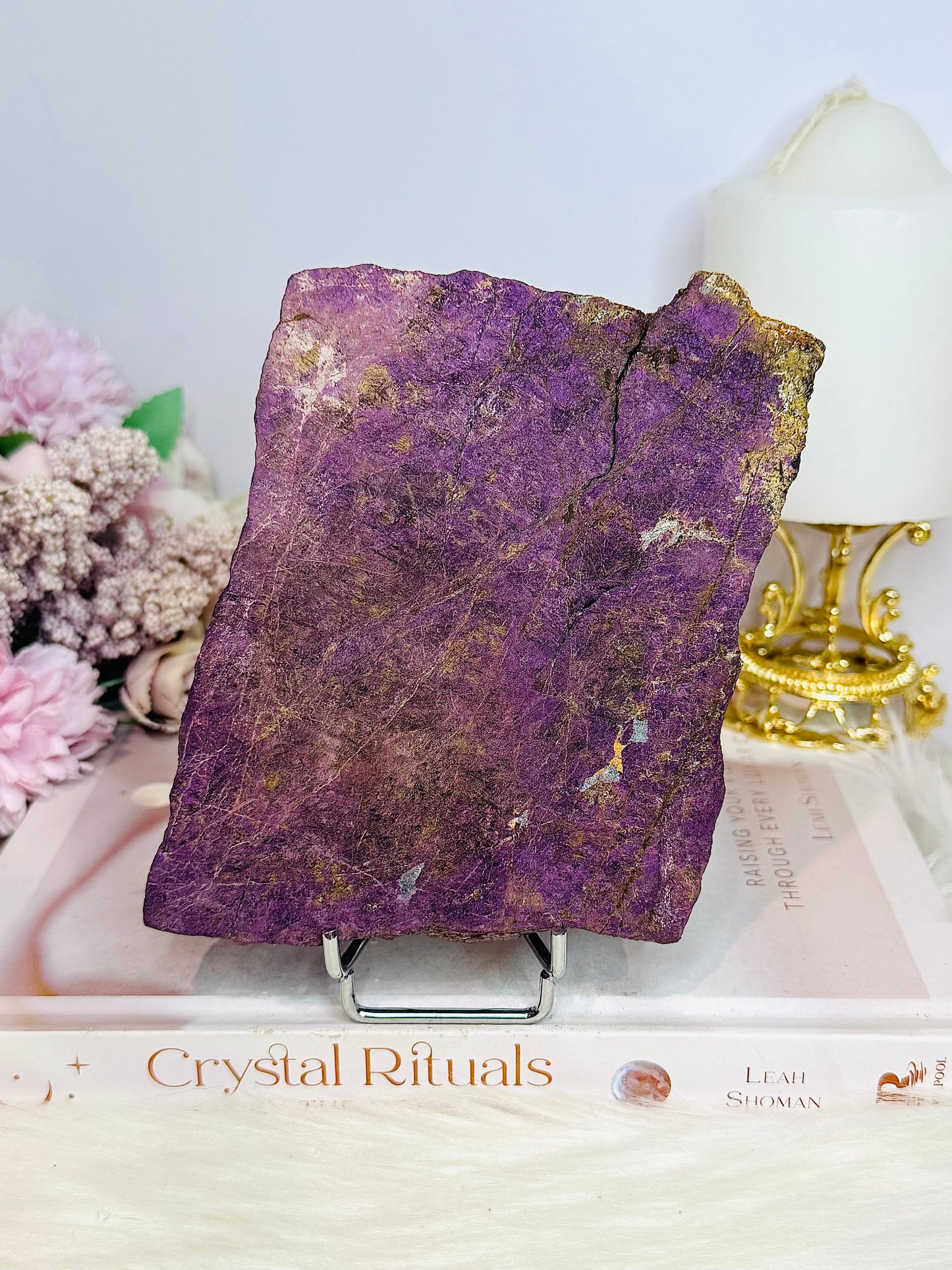 Large Natural Purpurite Slab on Stand 561g