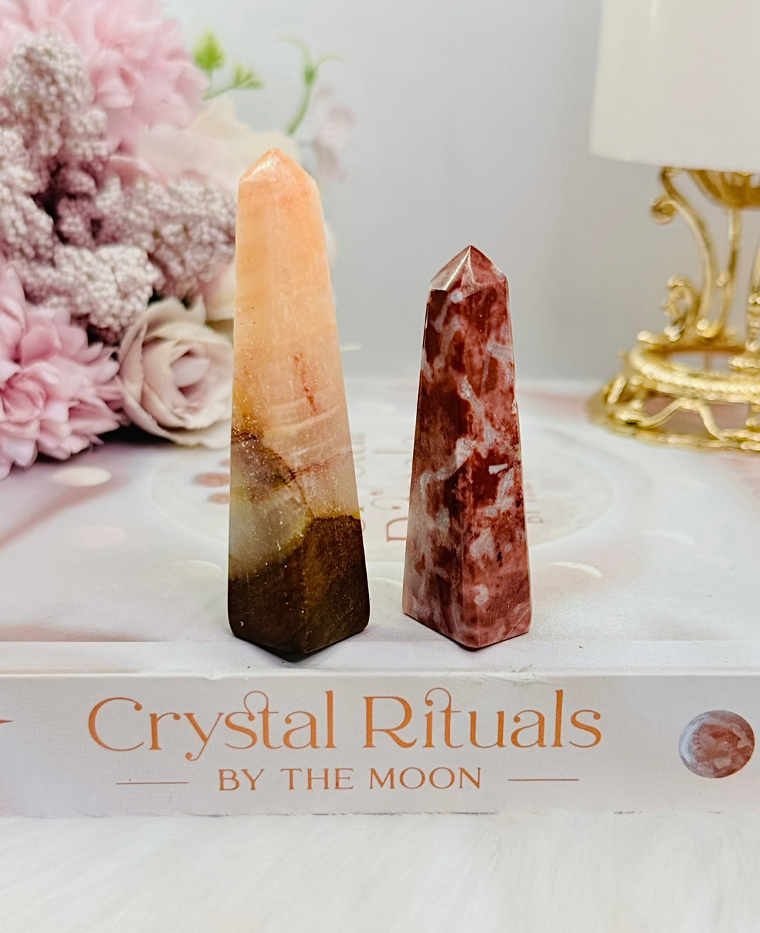 Set of 2 Obelisk | Towers Calcite & Jasper