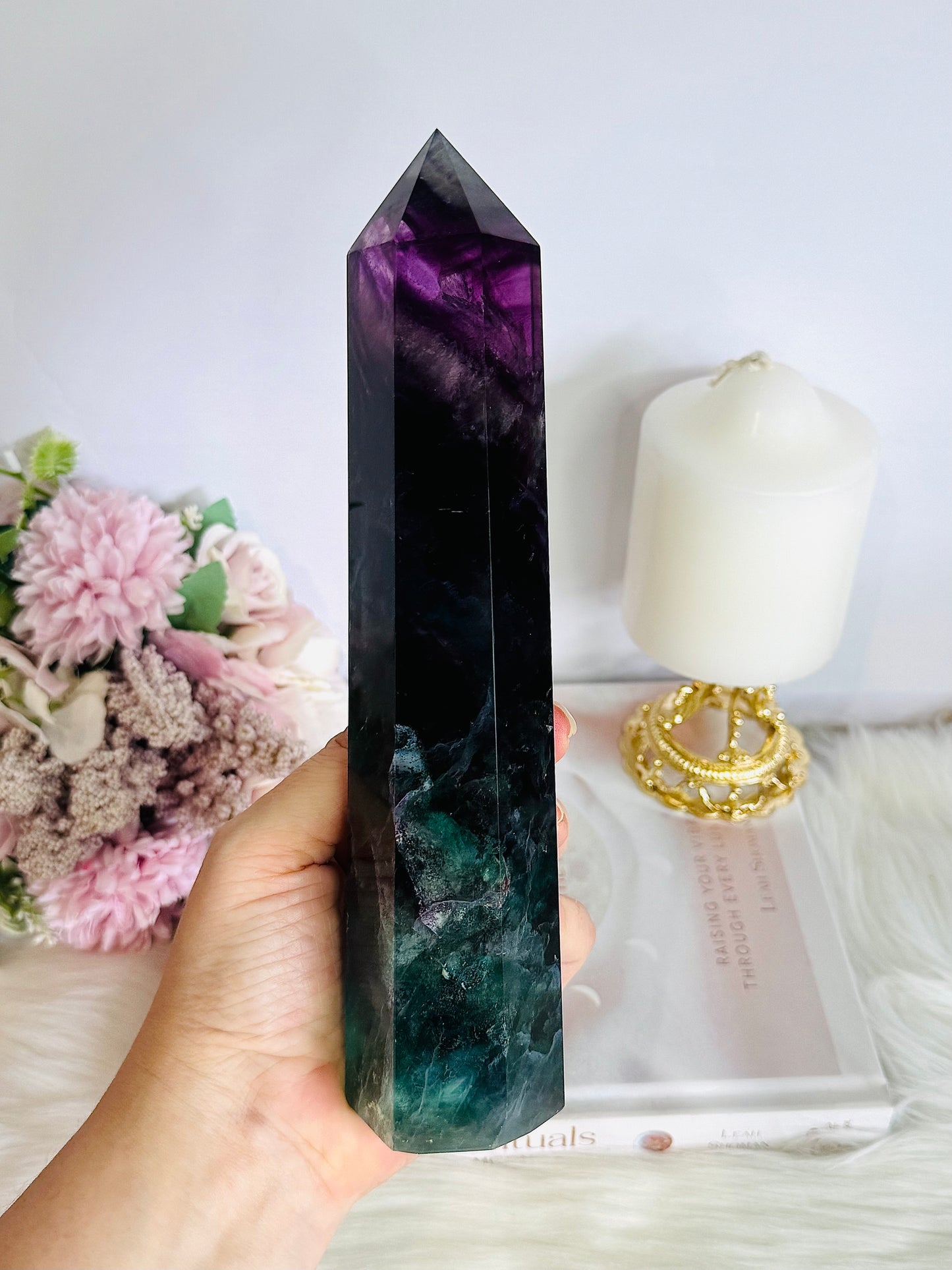 ⚜️ SALE ⚜️ High Grade Fabulous Large Chunky 856gram 21.5cm Fluorite Tower | Generator