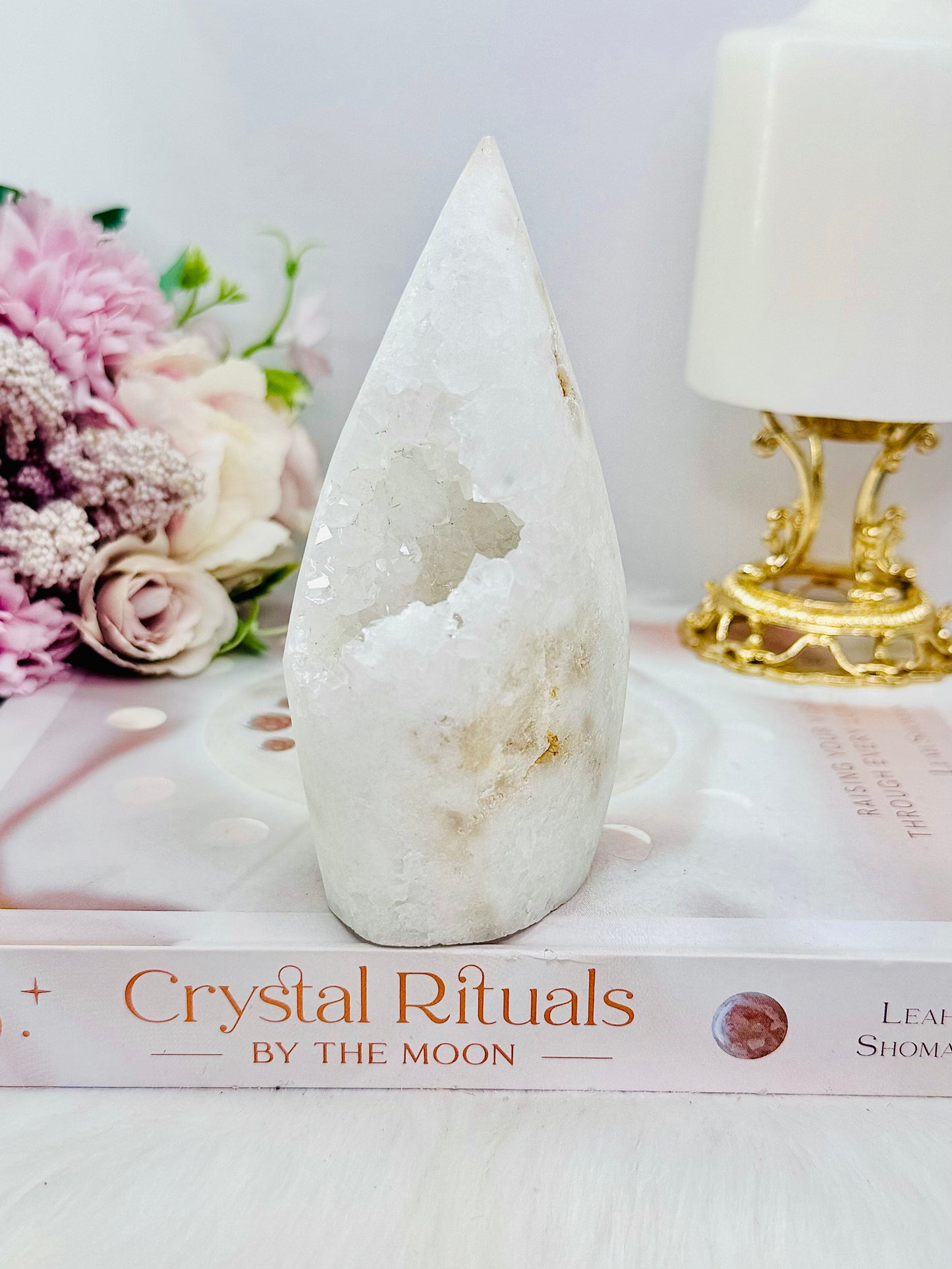 White Quartz Druzy Freeform | Flame 12cm