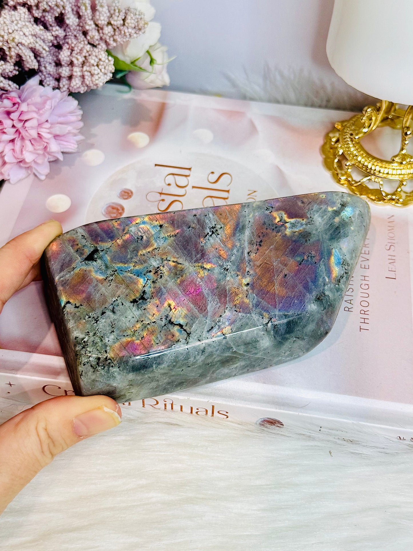 Double Sided Magic ~ Large Natural Polished Labradorite Freeform Full of Flash Both Sides 15cm 756grams