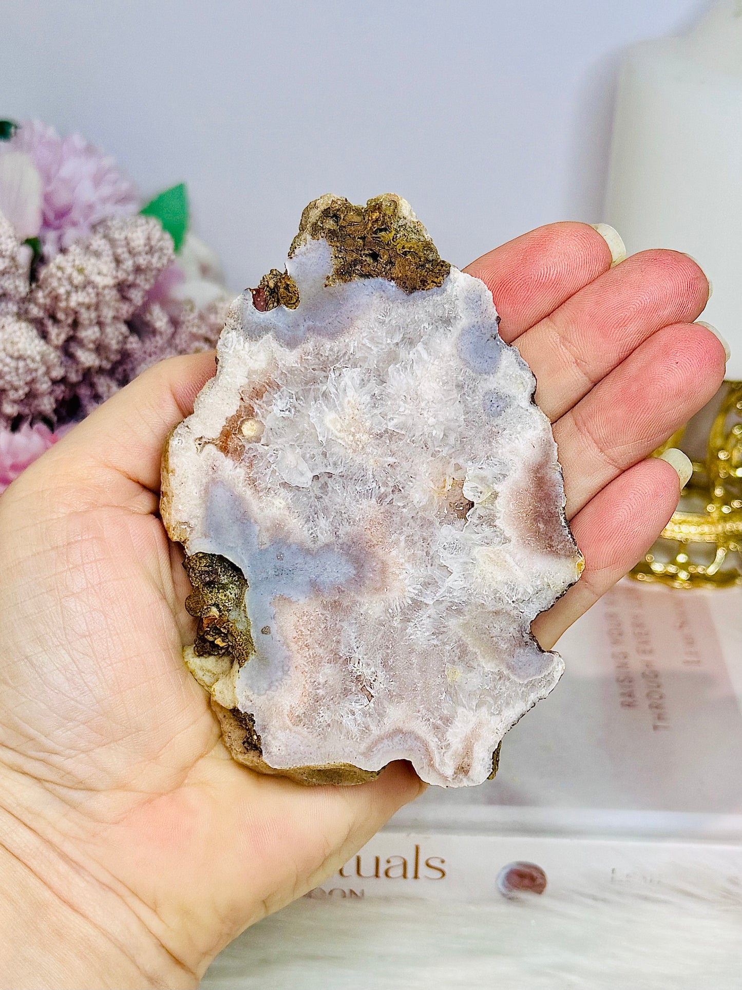 Pink Amethyst Natural Slab 11cm On Stand