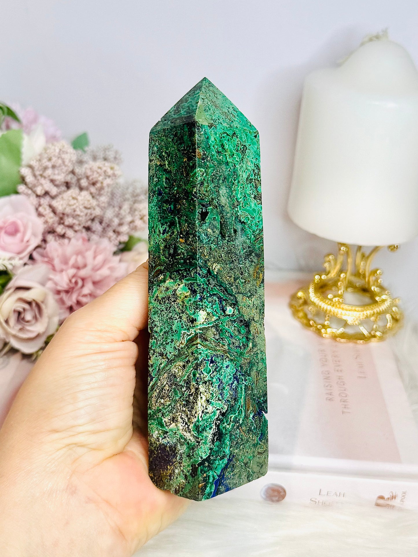 Natural Azurite Malachite Tower 15cm