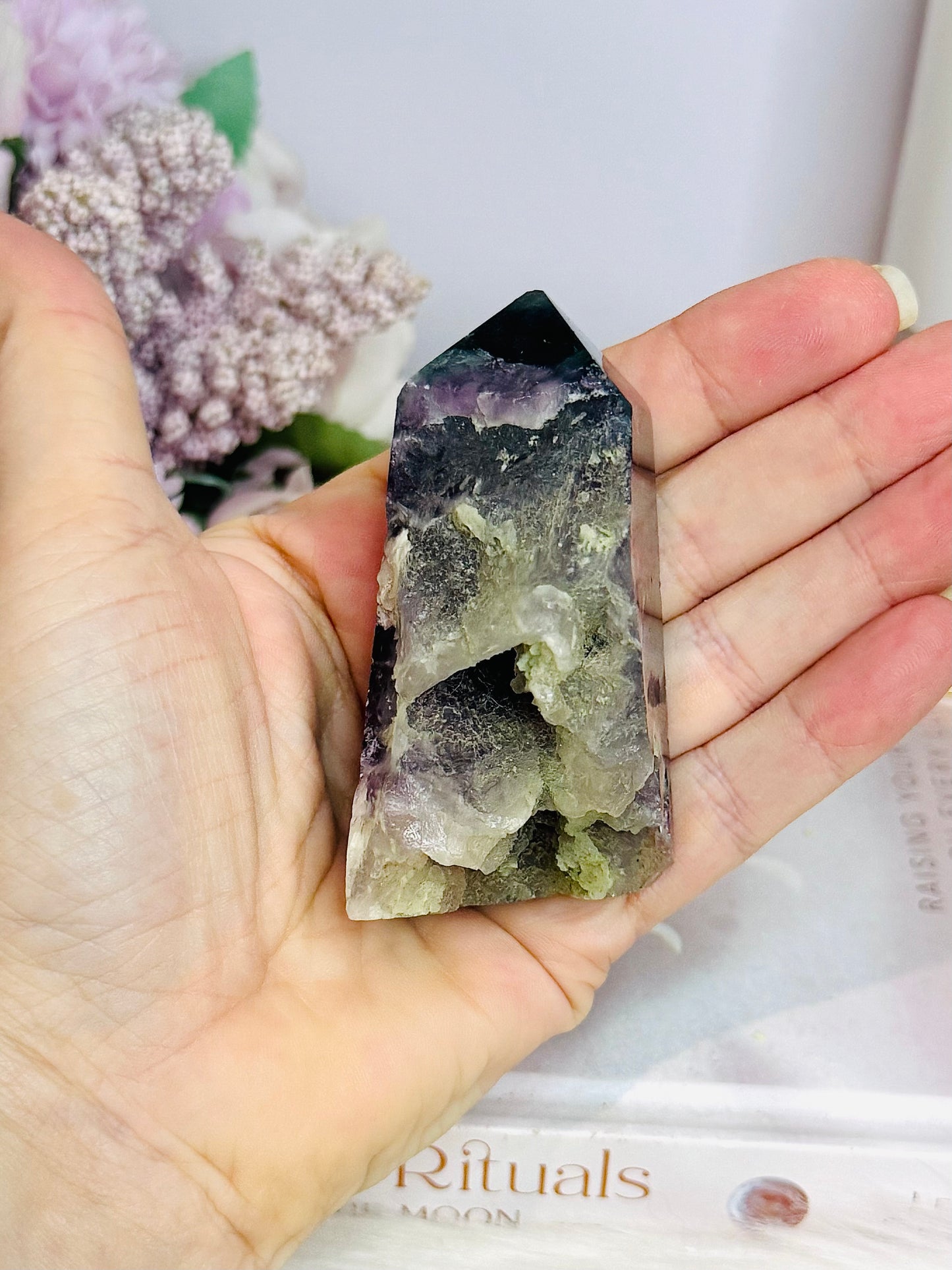 Druzy Rainbow Fluorite Tower 8cm