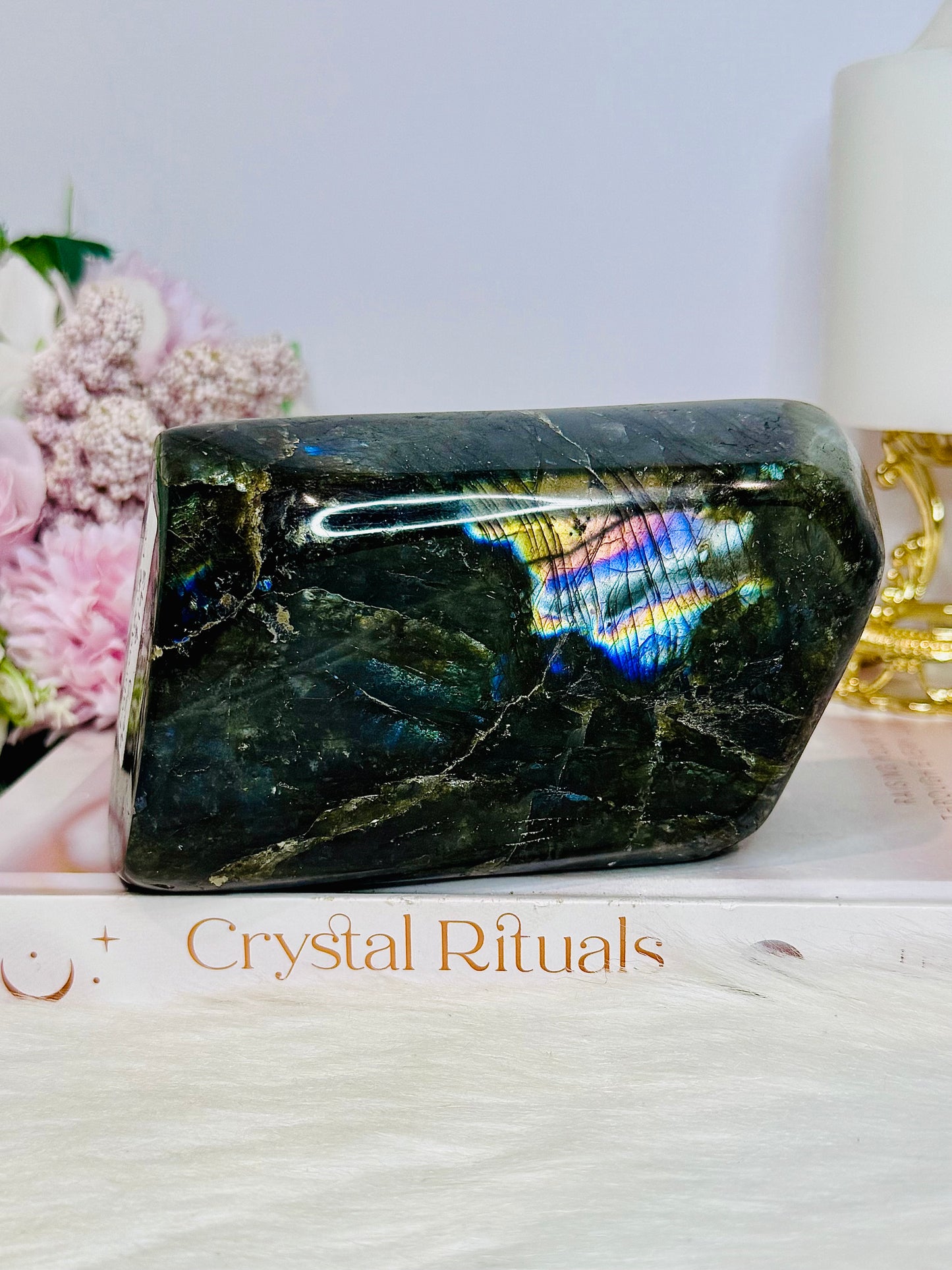 Large Natural Labradorite Polished Freeform Full of Flash 12cm 966g