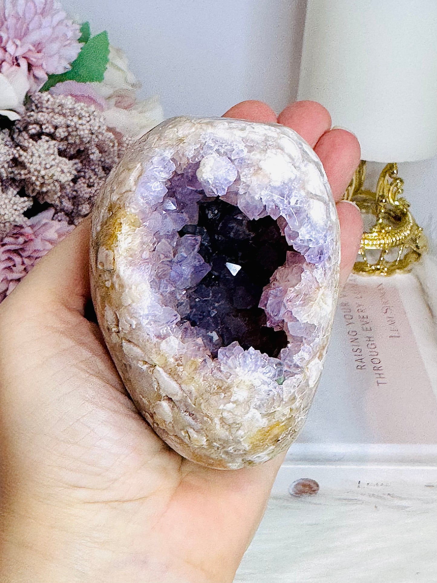High Grade Druzy Pink Amethyst Geode On Custom Made Stand 18cm 714g