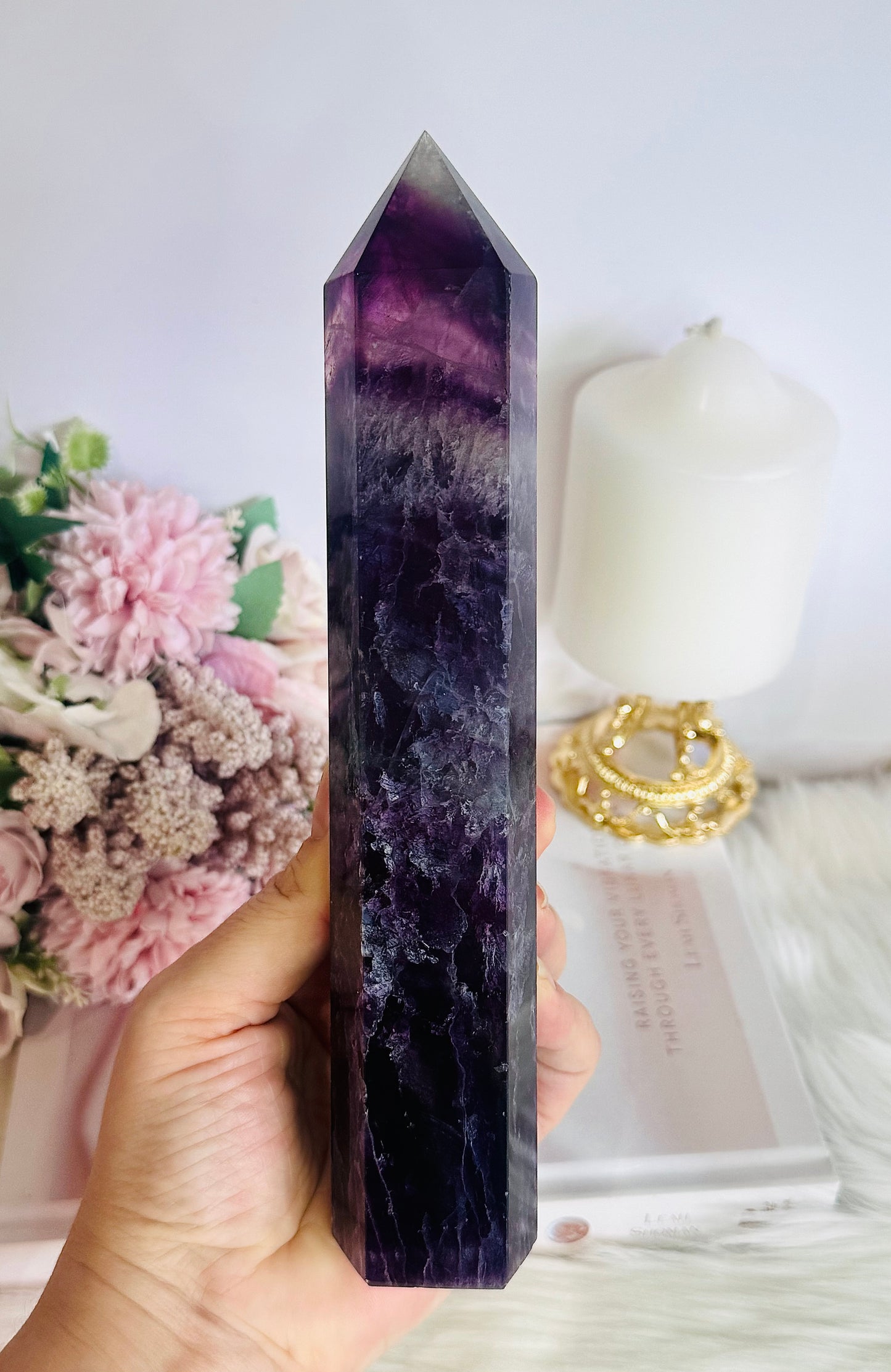 High Grade Large Chunky 21.5cm Fluorite Tower | Generator