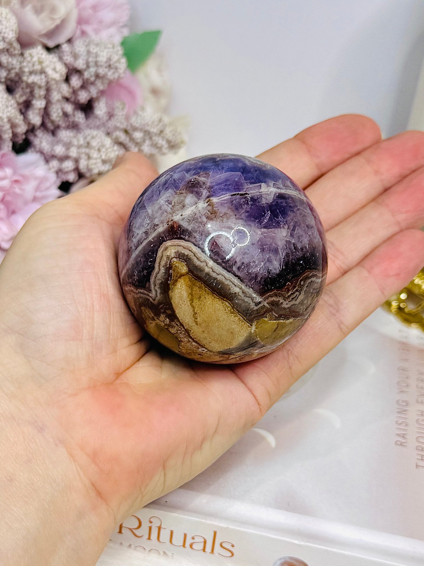 Crazy Lace Amethyst Sphere on Stand 273g