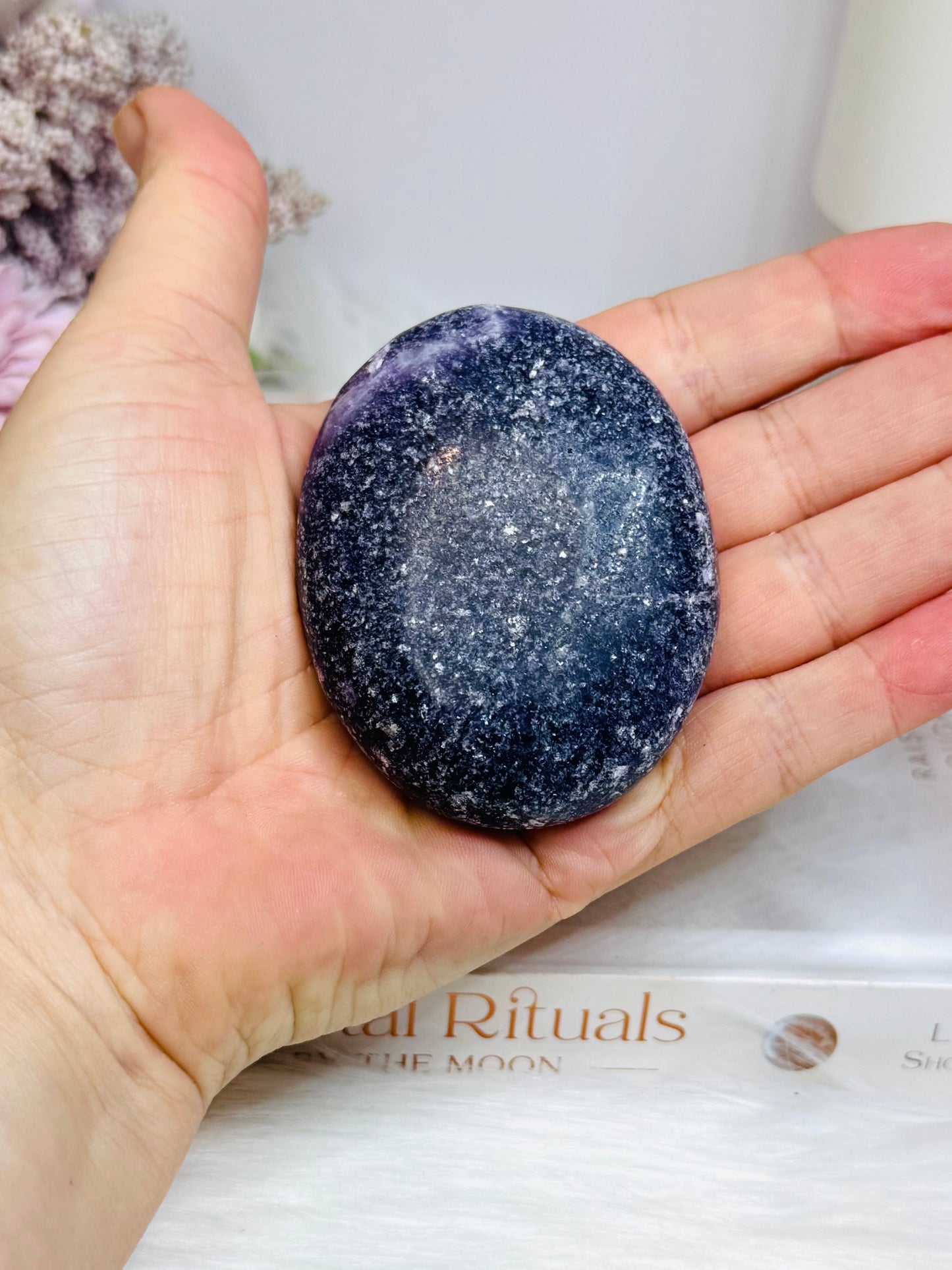 Large Lepidolite Palm Stone