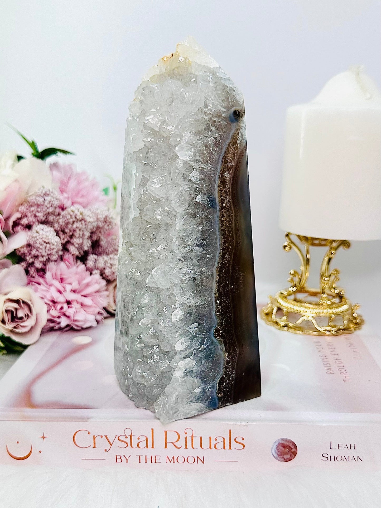 Large Druzy Agate Tower | Obelisk 750g 17cm