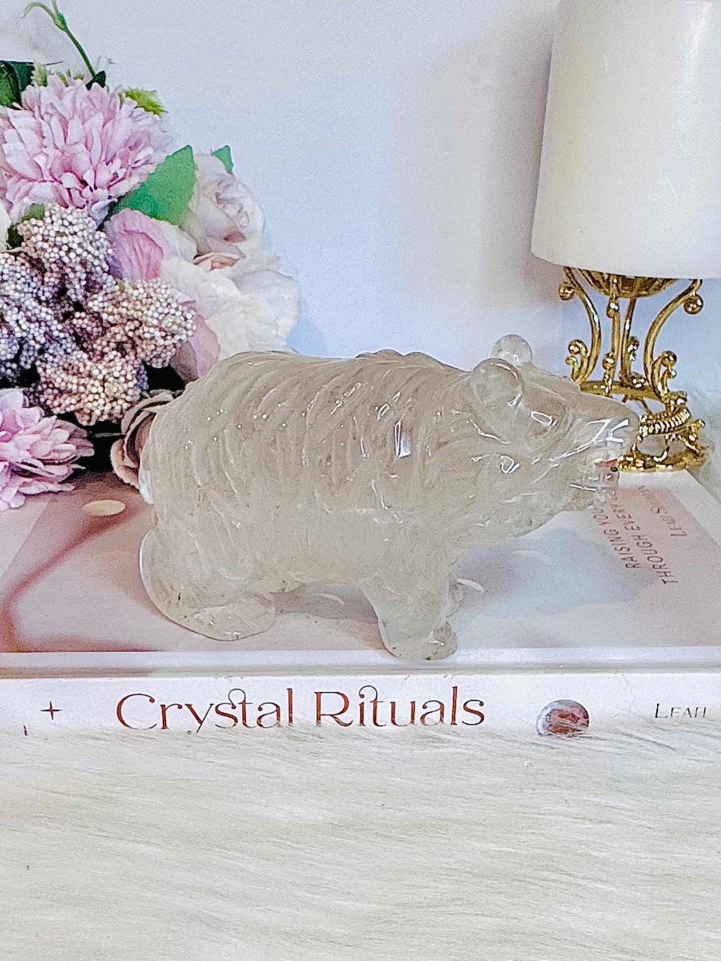 Chunky 11cm 359gram Clear Quartz Carved Bear