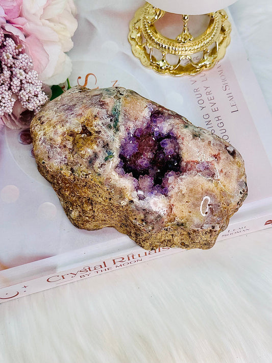 Divinely Fabulous Large 702gram High Grade Druzy Pink Amethyst Freeform From Brazil
