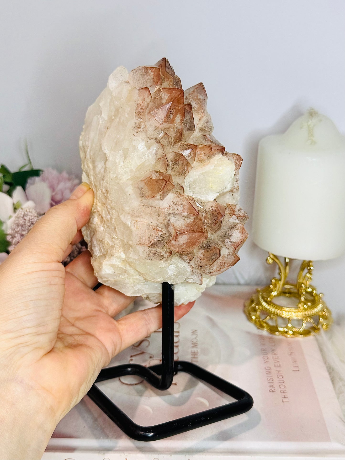 ⚜️ SALE ⚜️ Large Natural Pink Lithium Cluster on Stand 1.08KG 20cm