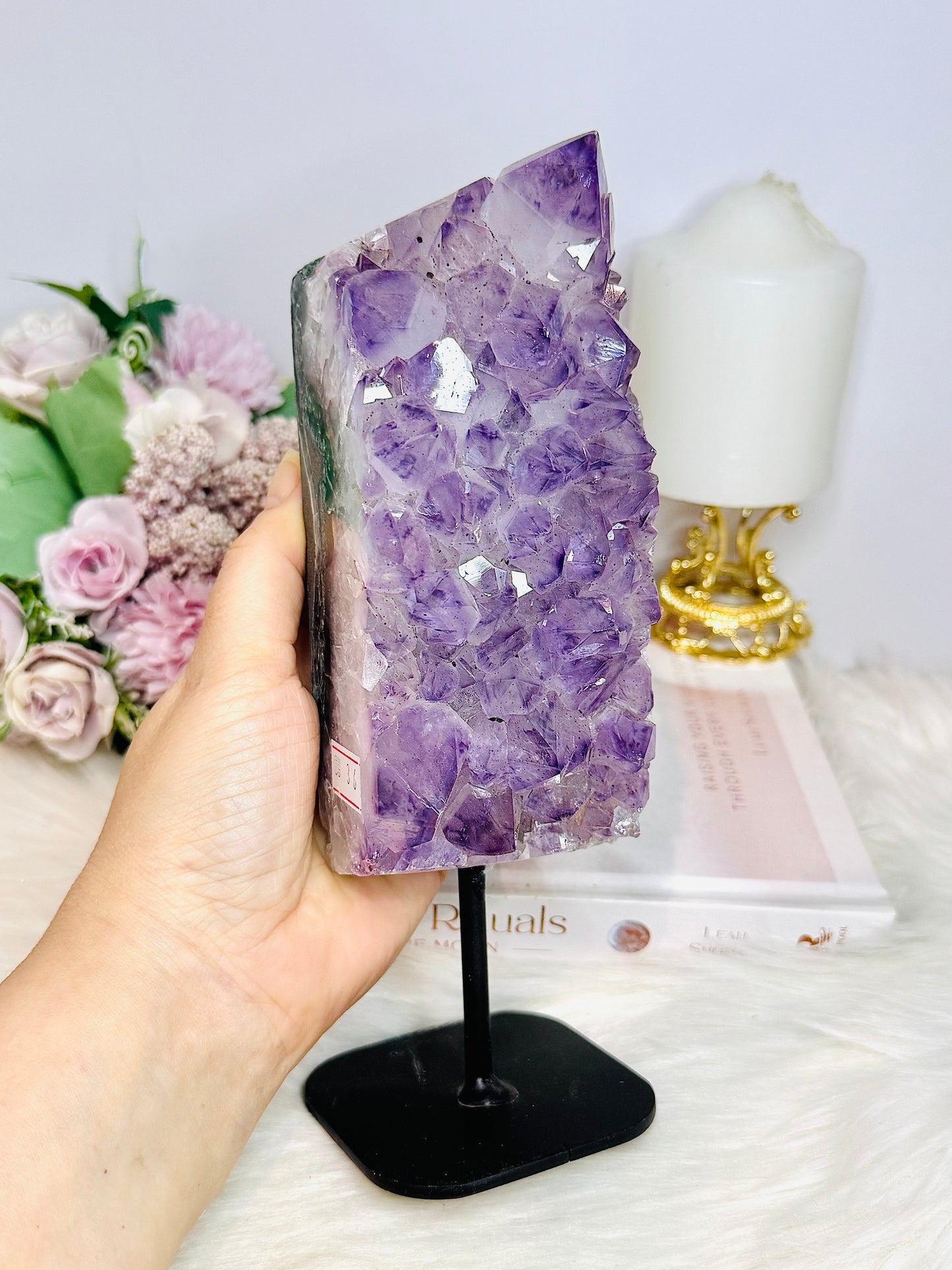 Large 1.4KG 22cm High Grade Chunky Amethyst Cluster On Stand