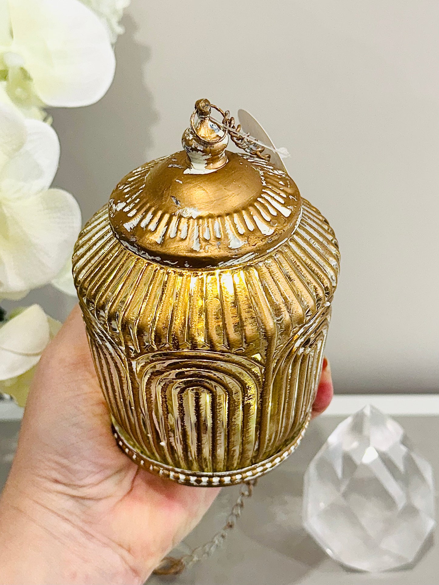Glass Lantern Led Linear Gold/wash 15cm