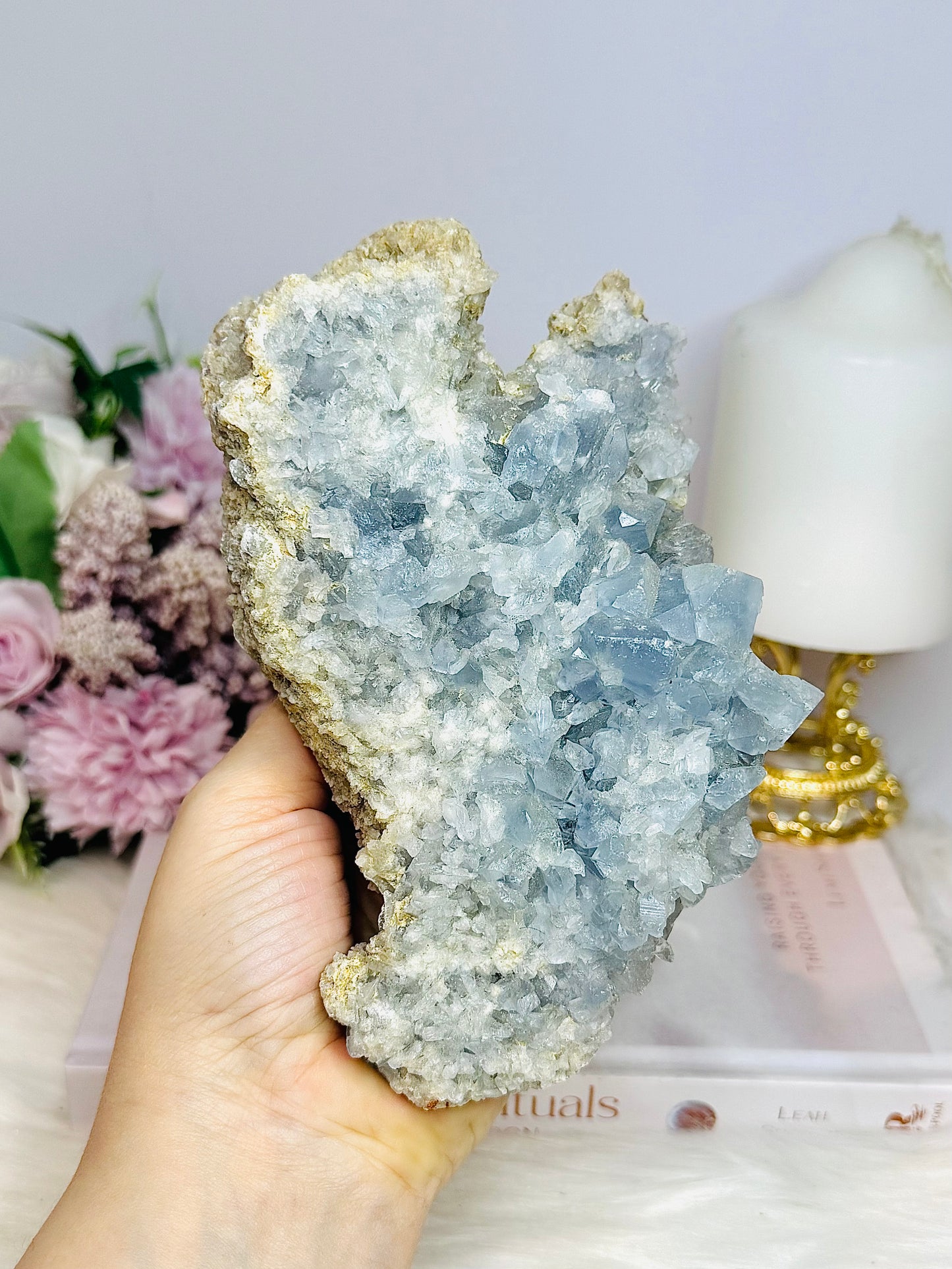 Natural Blue Celestite Large Cluster Specimen 1.36KG