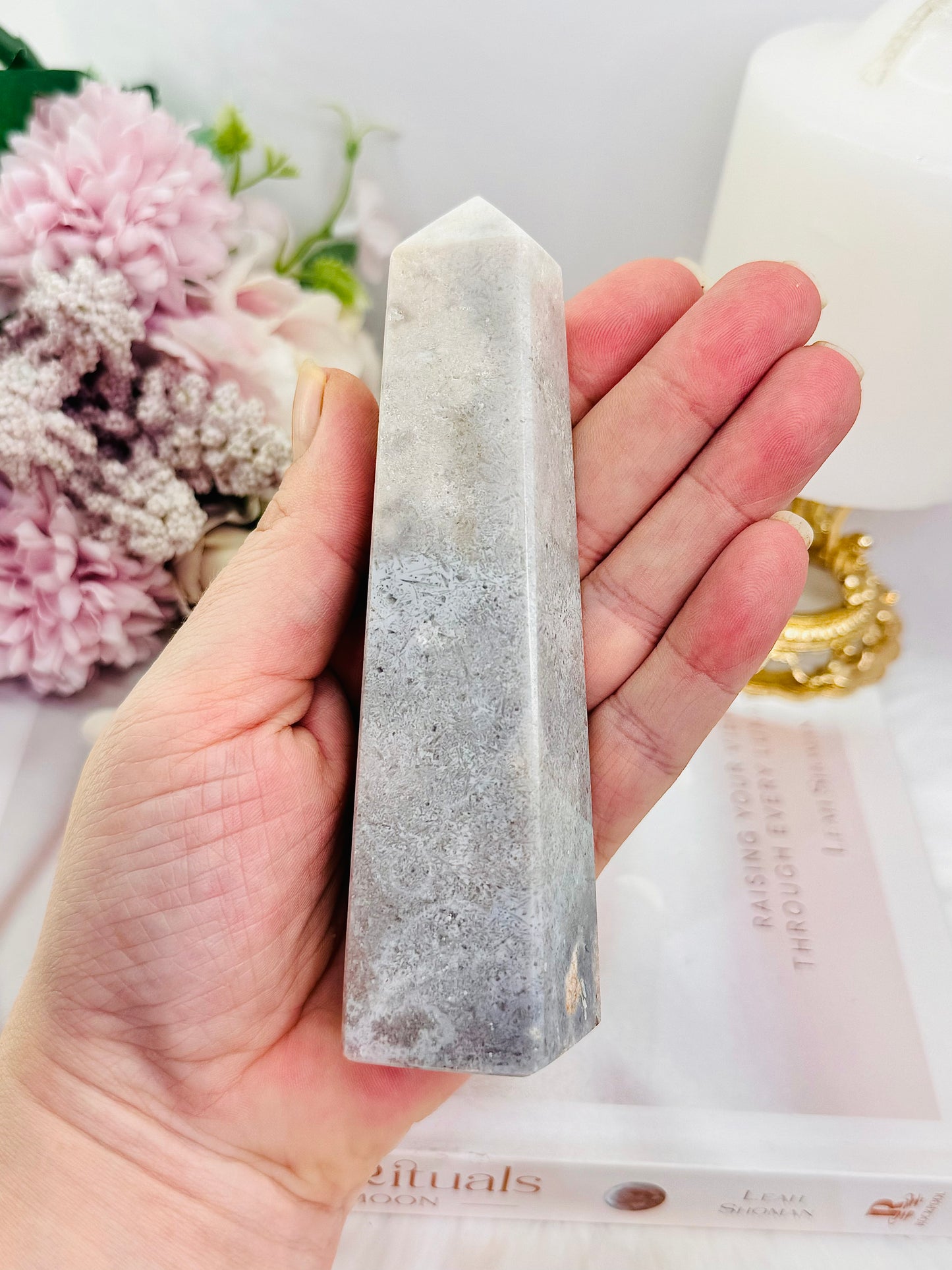 Pink Amethyst 13cm Druzy Obelisk Tower