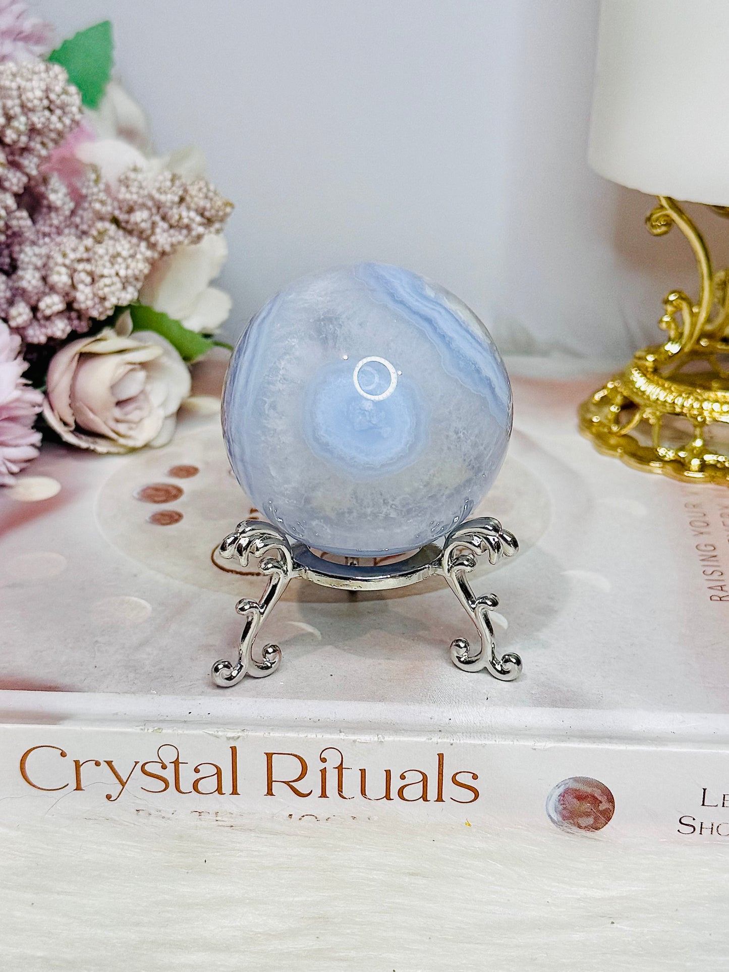 Druzy Blue Lace Agate Sphere On Stand 168g